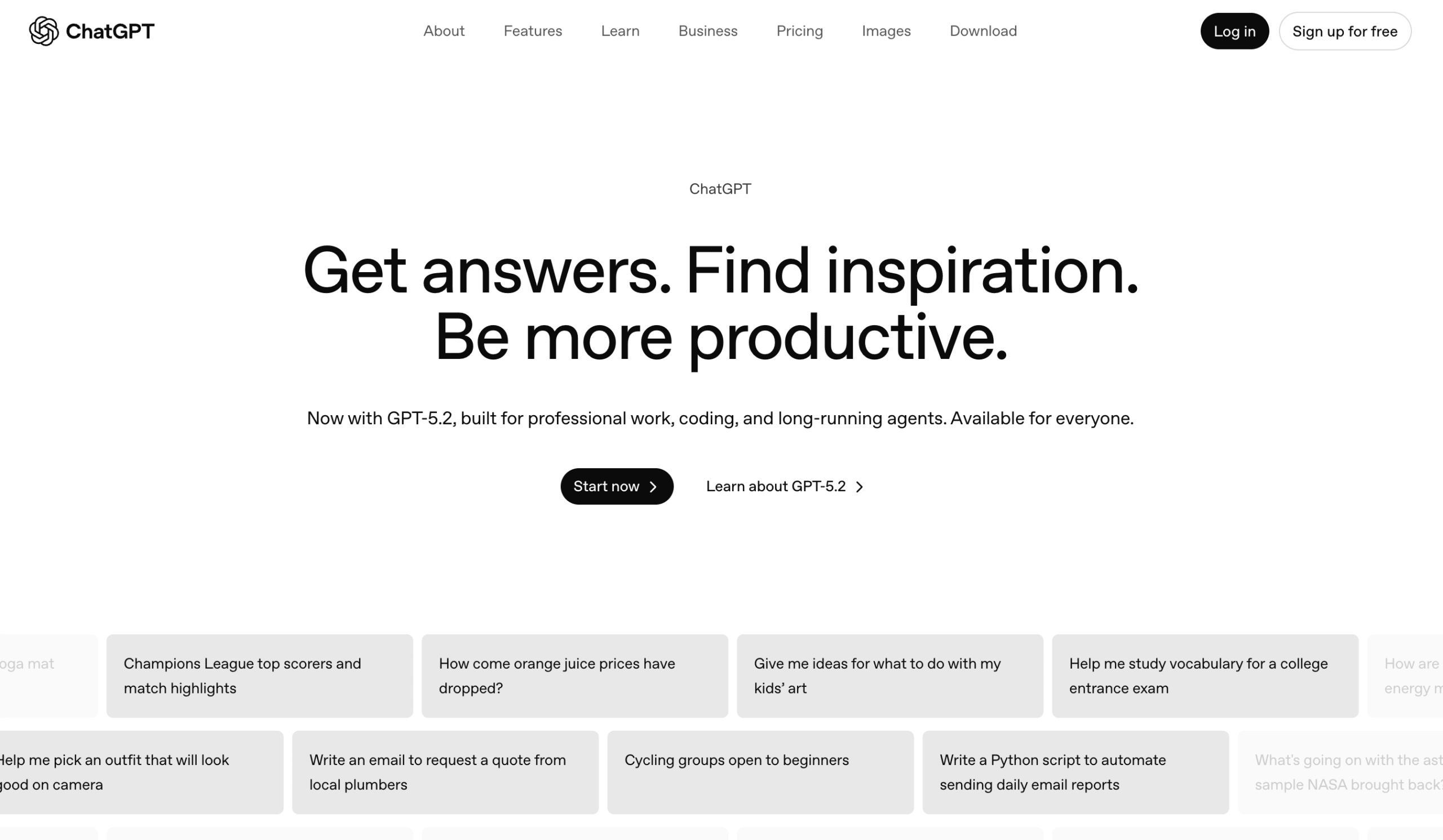 Hauptseite von ChatGPT Startseite von ChatGPT