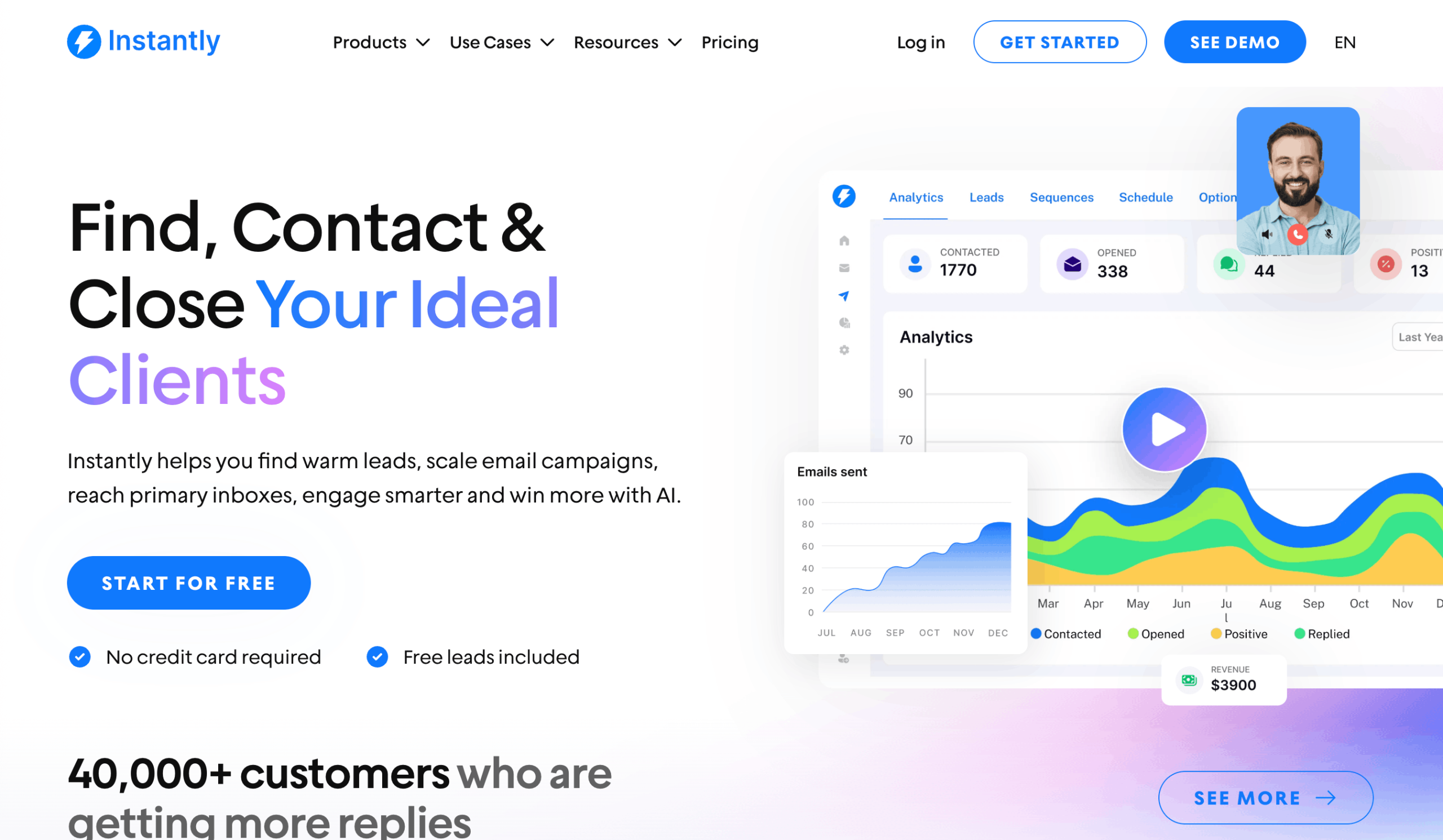 Hauptseite von Instantly.ai Startseite von Instantly.ai
