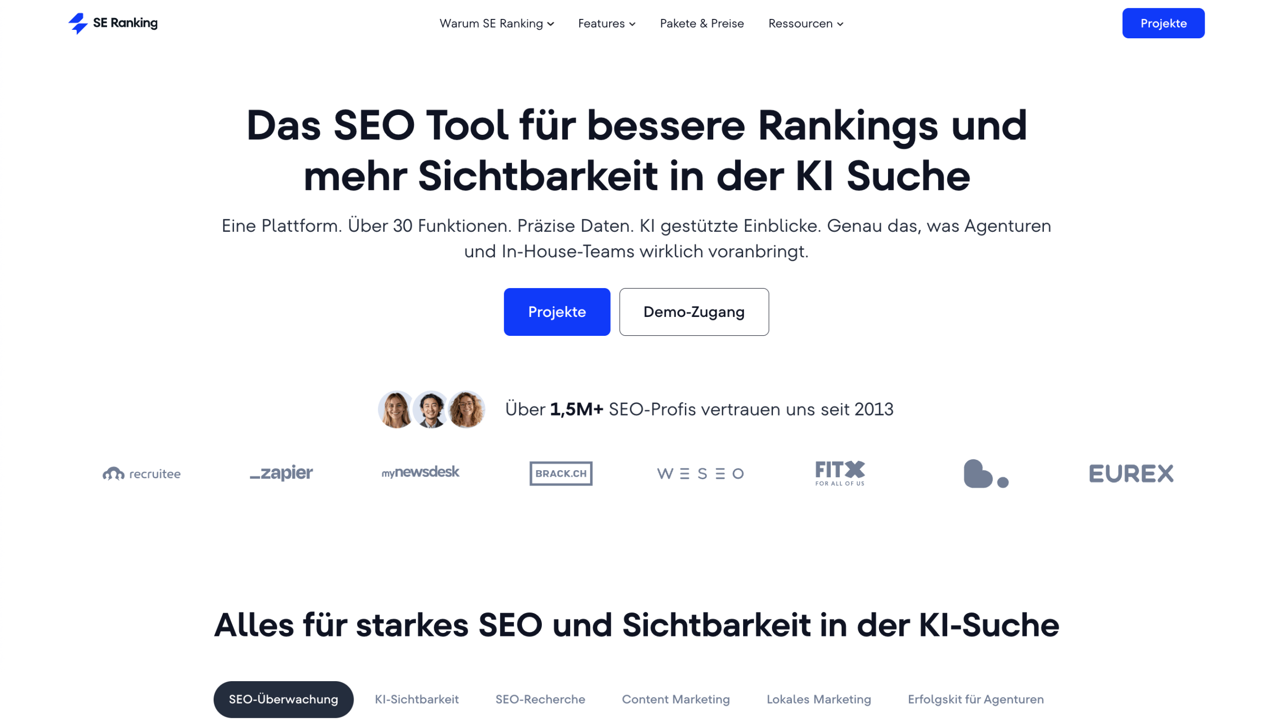 Hauptseite von SE Ranking Startseite von SE Ranking