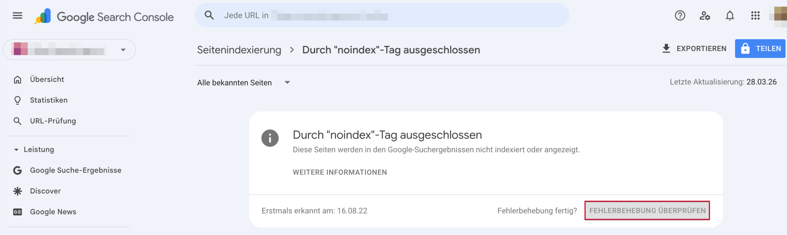 GSC-Validierung der Korrekturen GSC Fehlerbehebung überprüfen