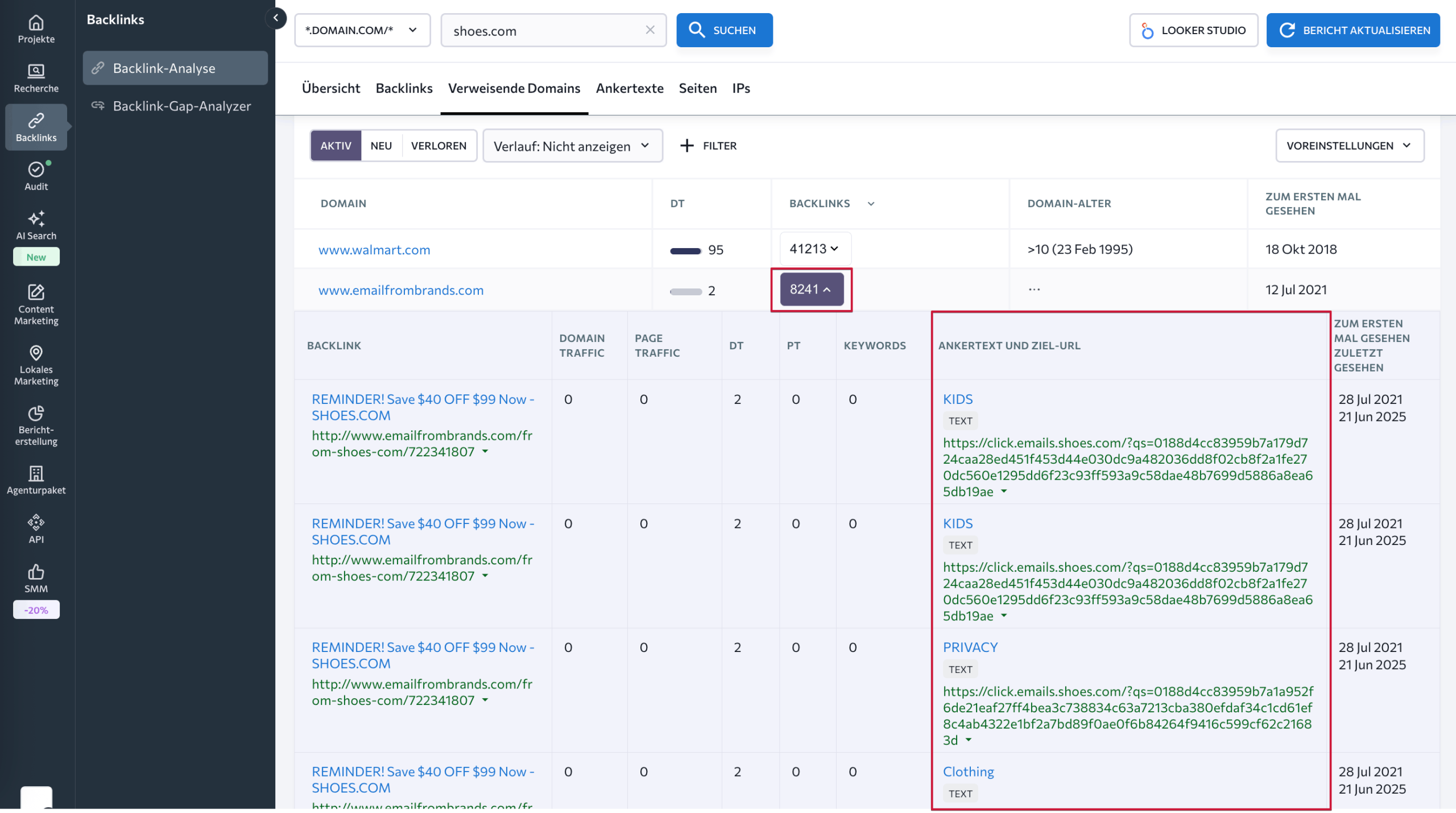 Seitenweiter Backlink Derselbe Backlink erscheint zu oft auf derselben Website