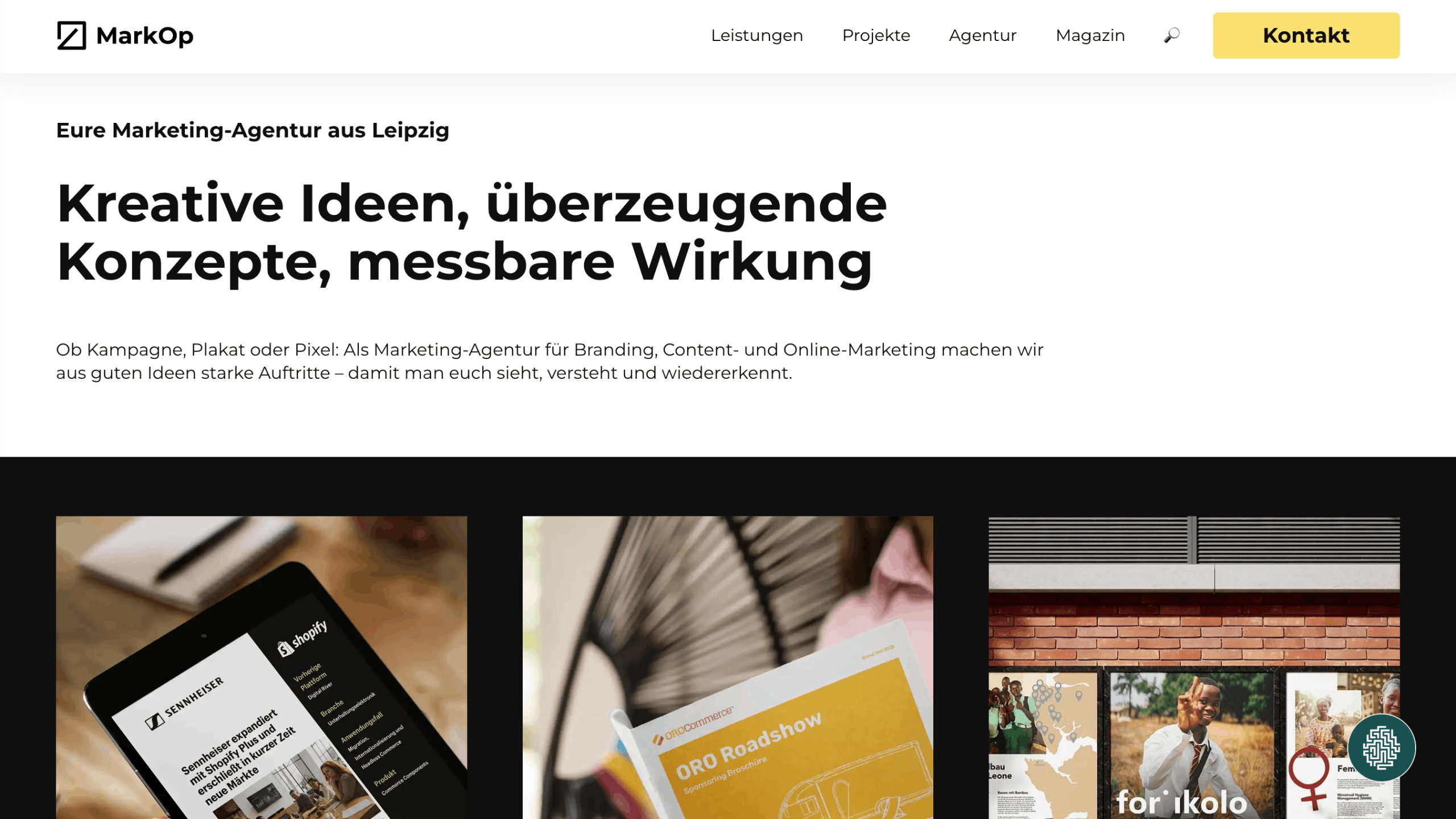 Screenshot der MarkOp Startseite