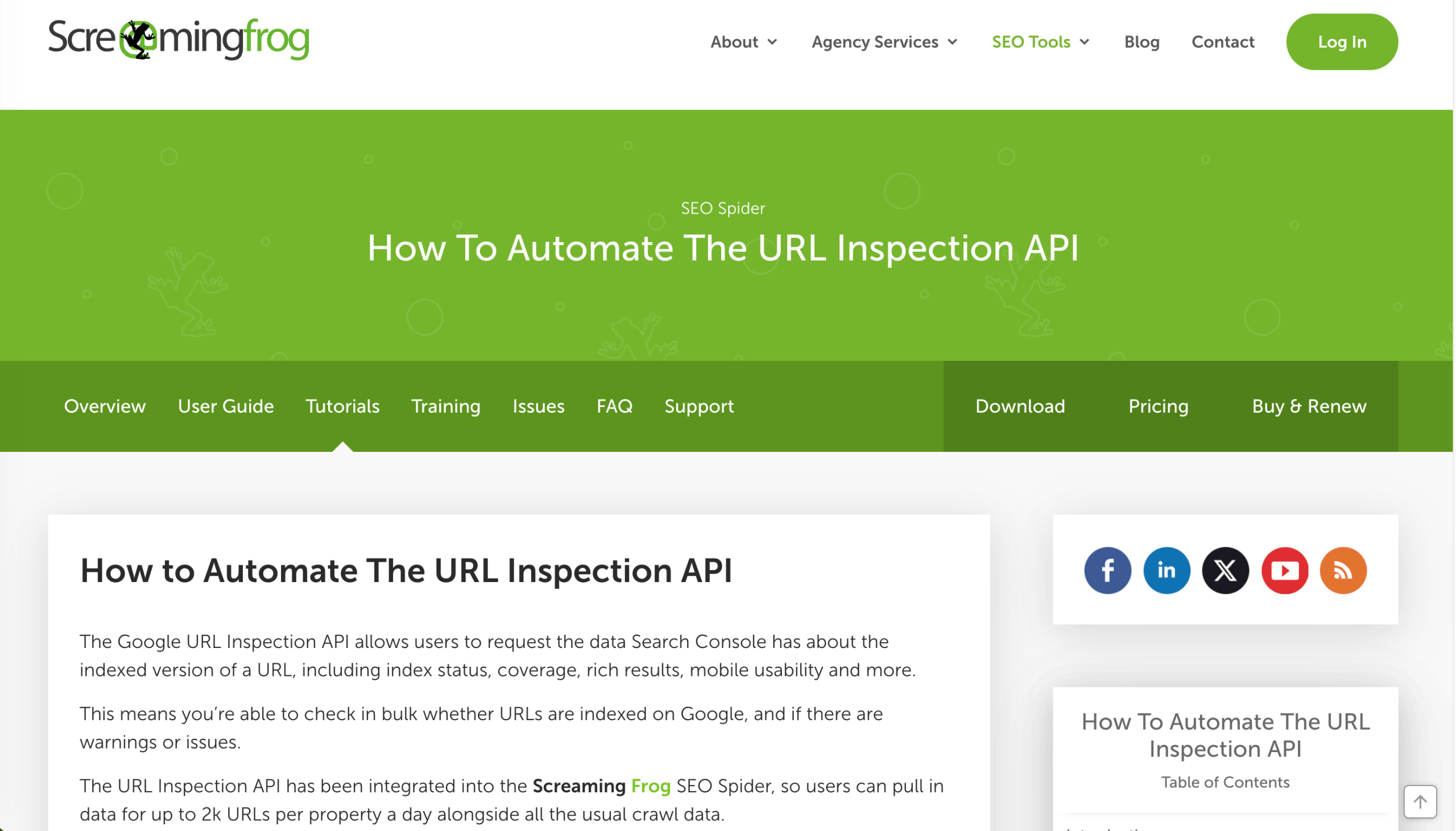 Screaming Frog: URL Inspection API automatisieren Screaming Frog SEO Spider