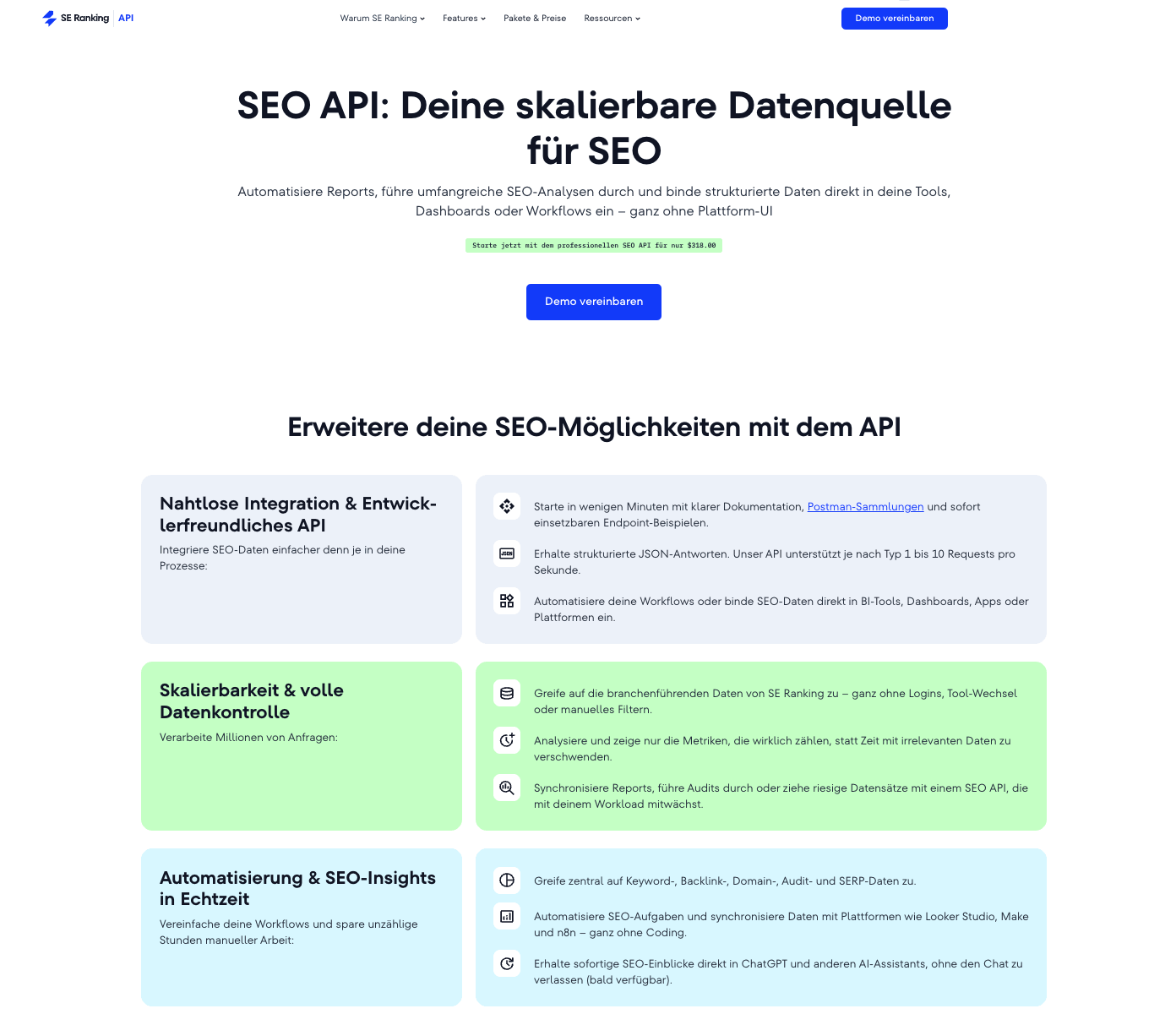 SE Ranking SEO API SE Ranking SEO API Landingpage