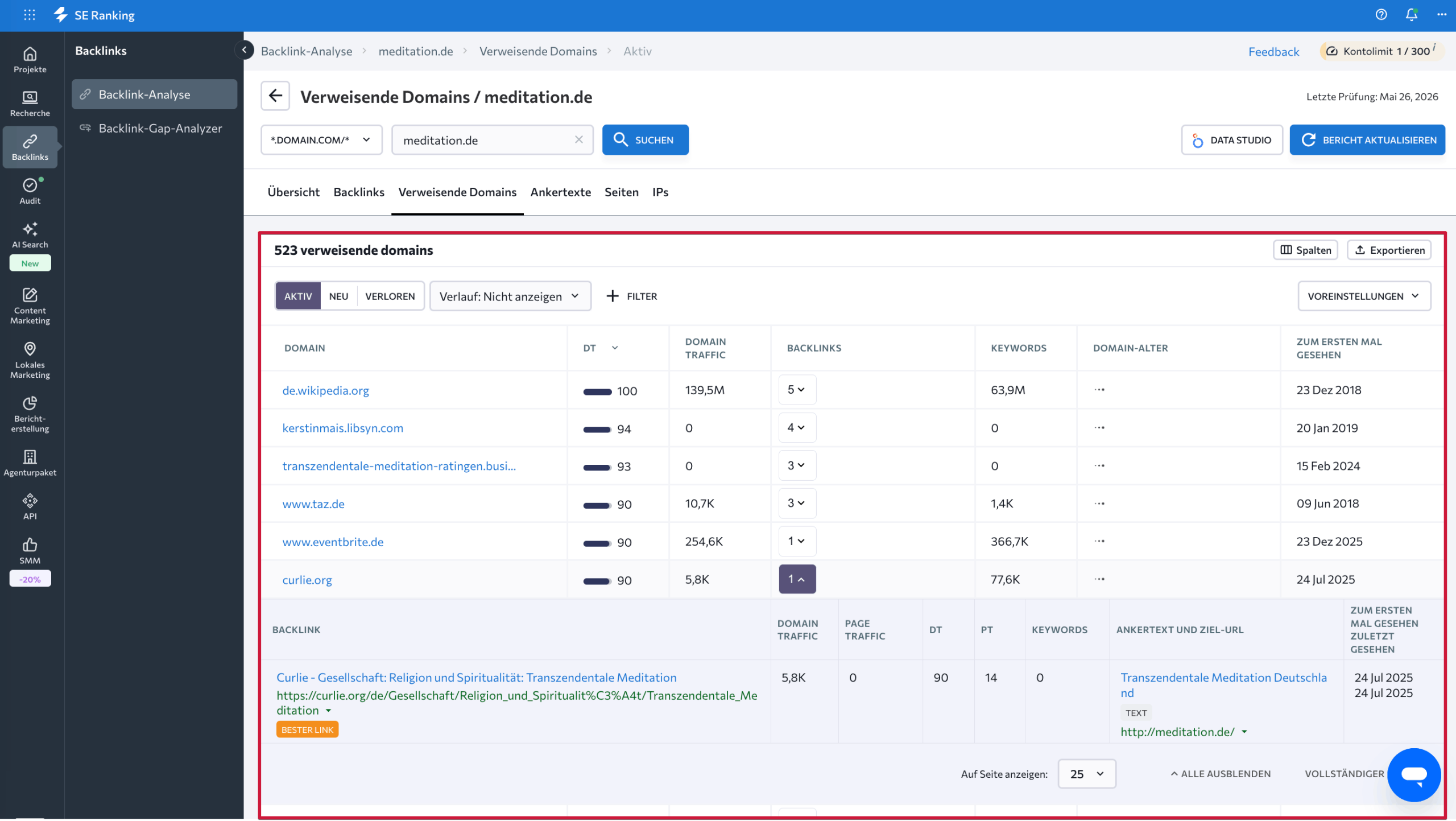 Verweisende Domains in SE Ranking Referring Domains in SE Ranking