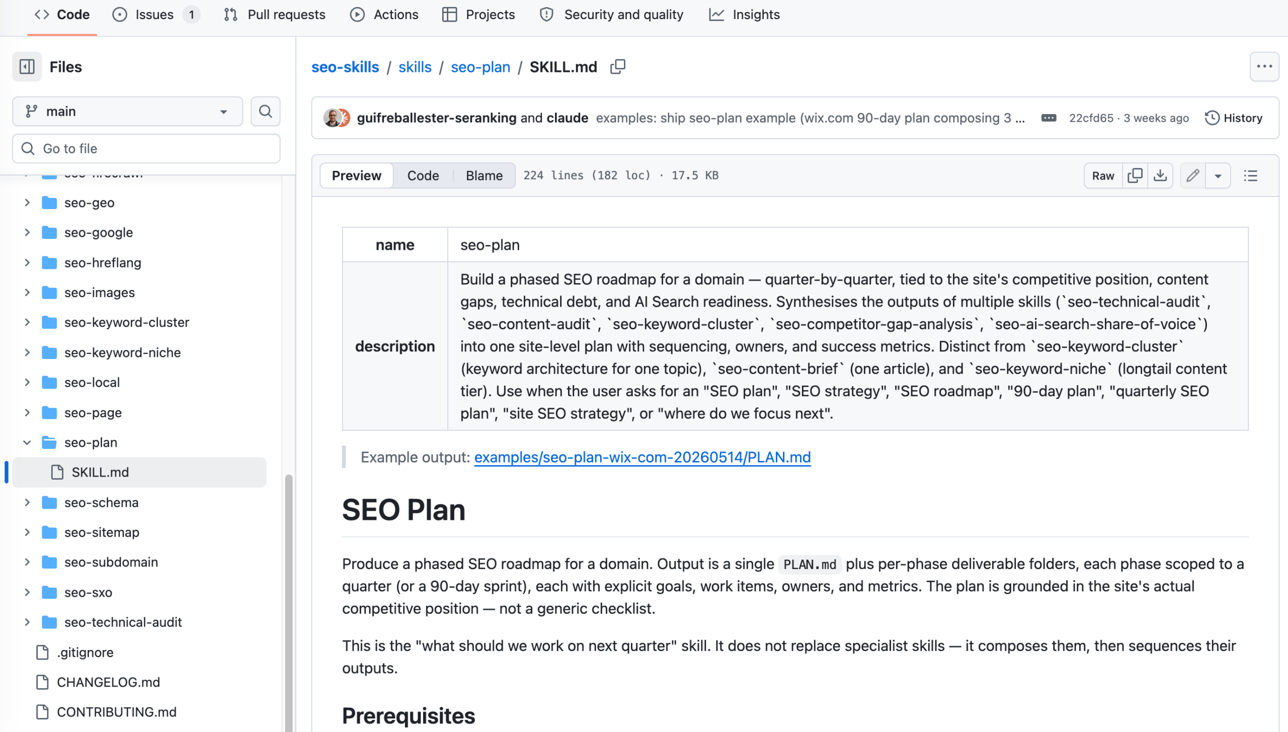 seo-plan: ein Skill, der andere Skills zu einer Quartals-Roadmap zusammenführt Der Skill seo-plan von SE Ranking erstellt eine SEO-Roadmap fürs Quartal