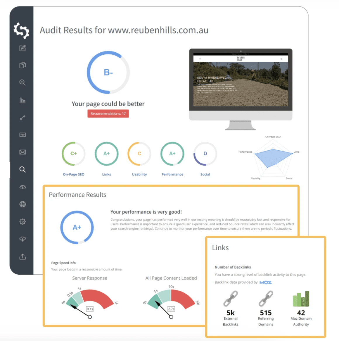 SEOptimer Das SEOptimer-Tool