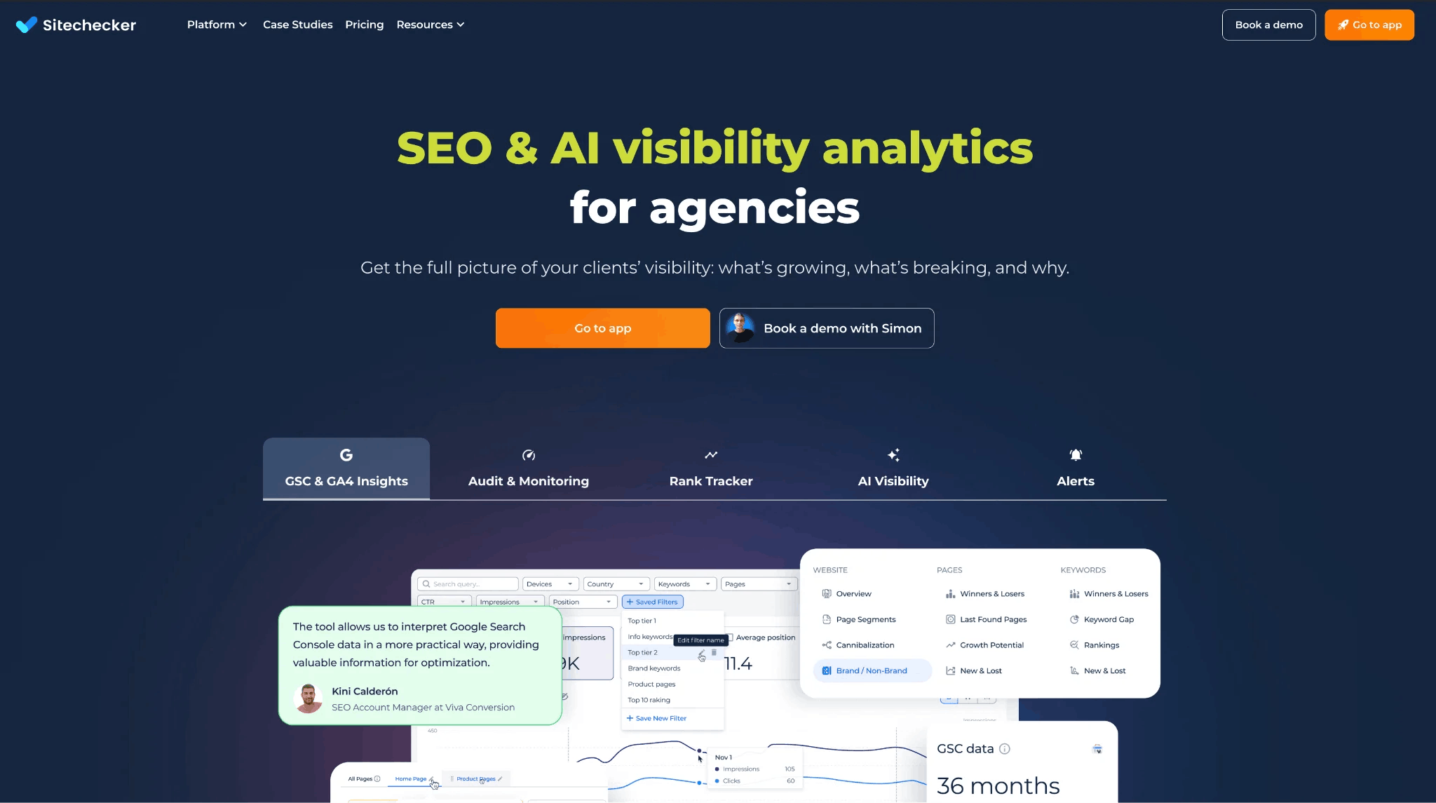 Die Homepage von Sitechecker Die Startseite von Sitechecker