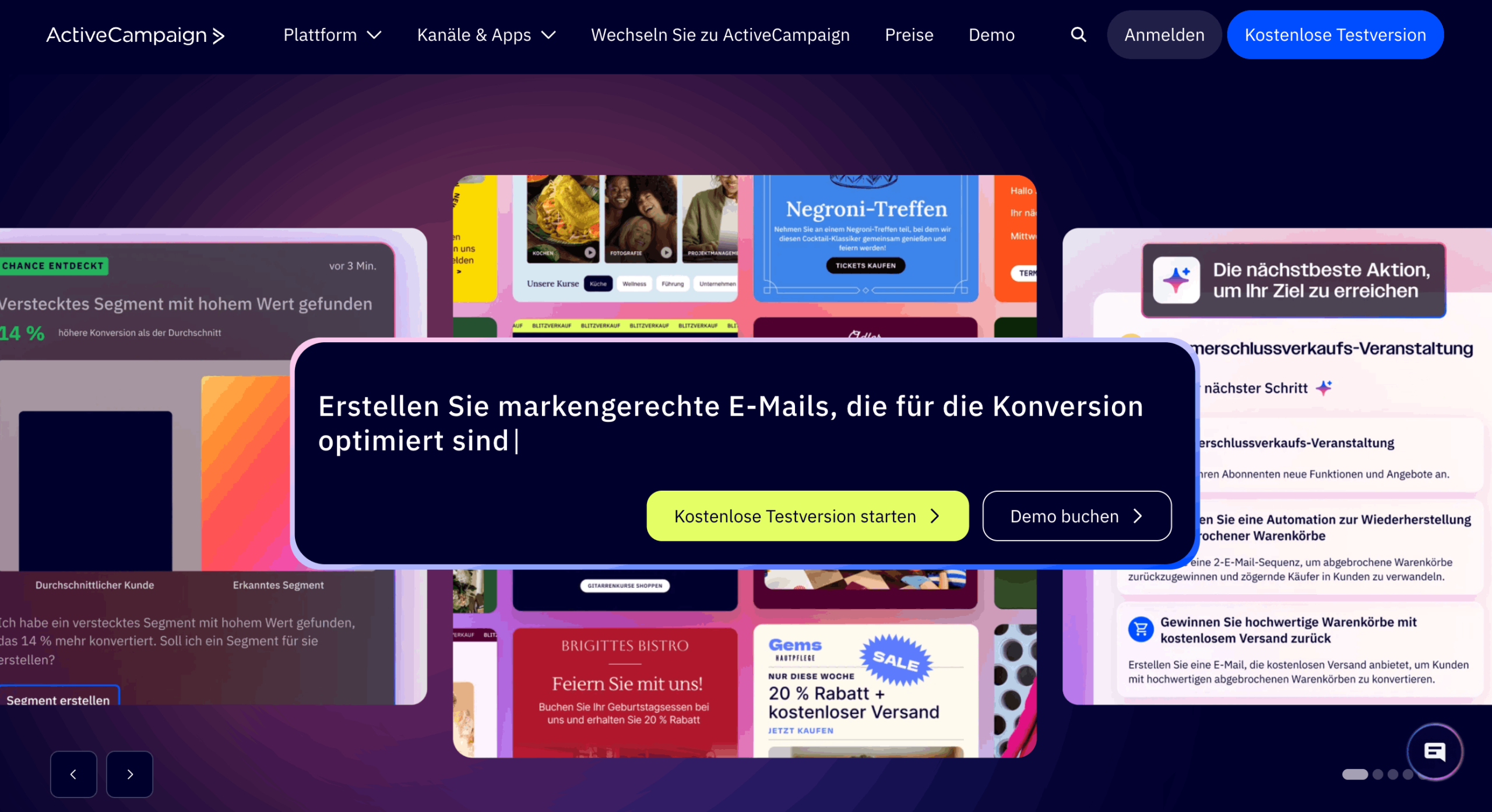 ActiveCampaign Homepage Startseite von ActiveCampaign
