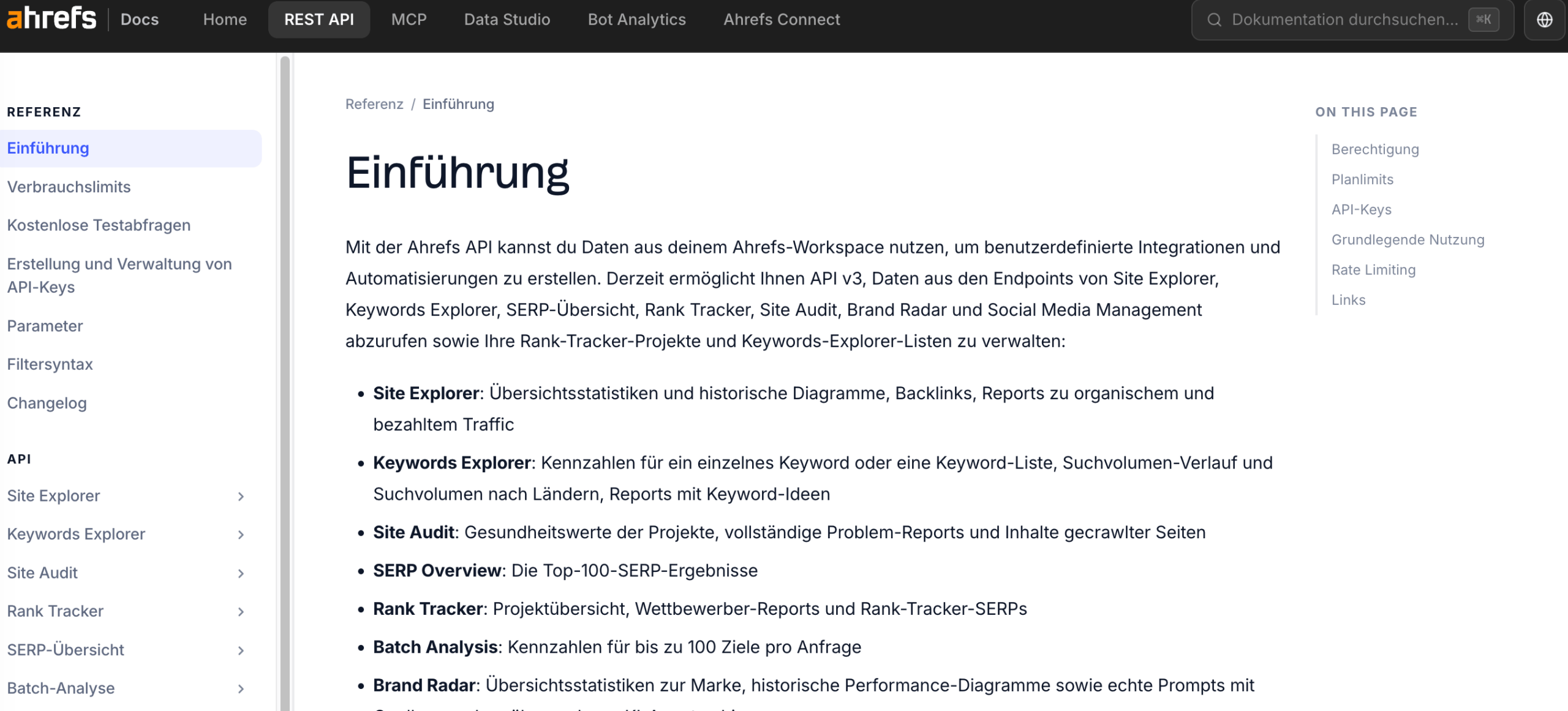 Ahrefs API Ahrefs API Seite