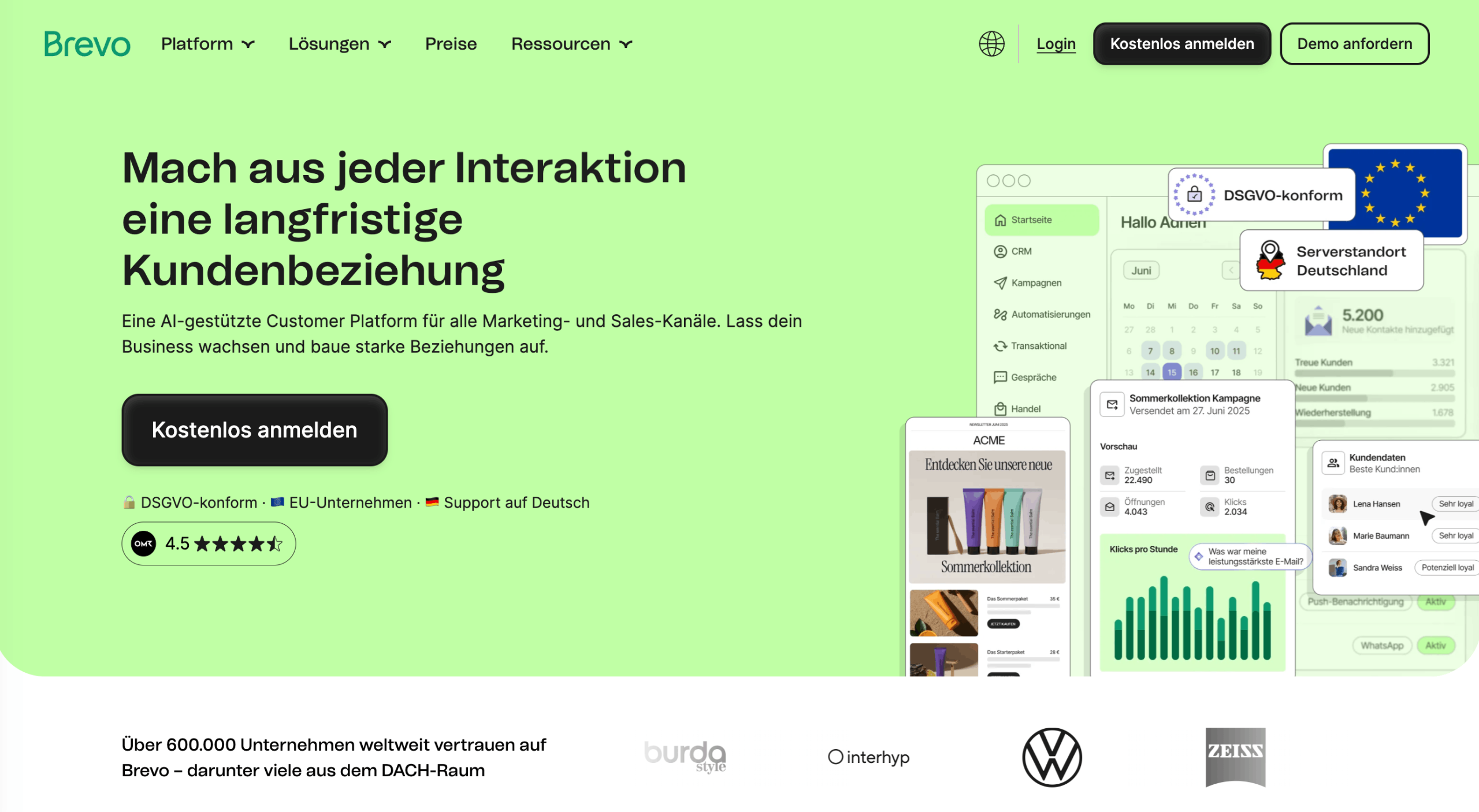 Brevo Homepage Startseite von Brevo