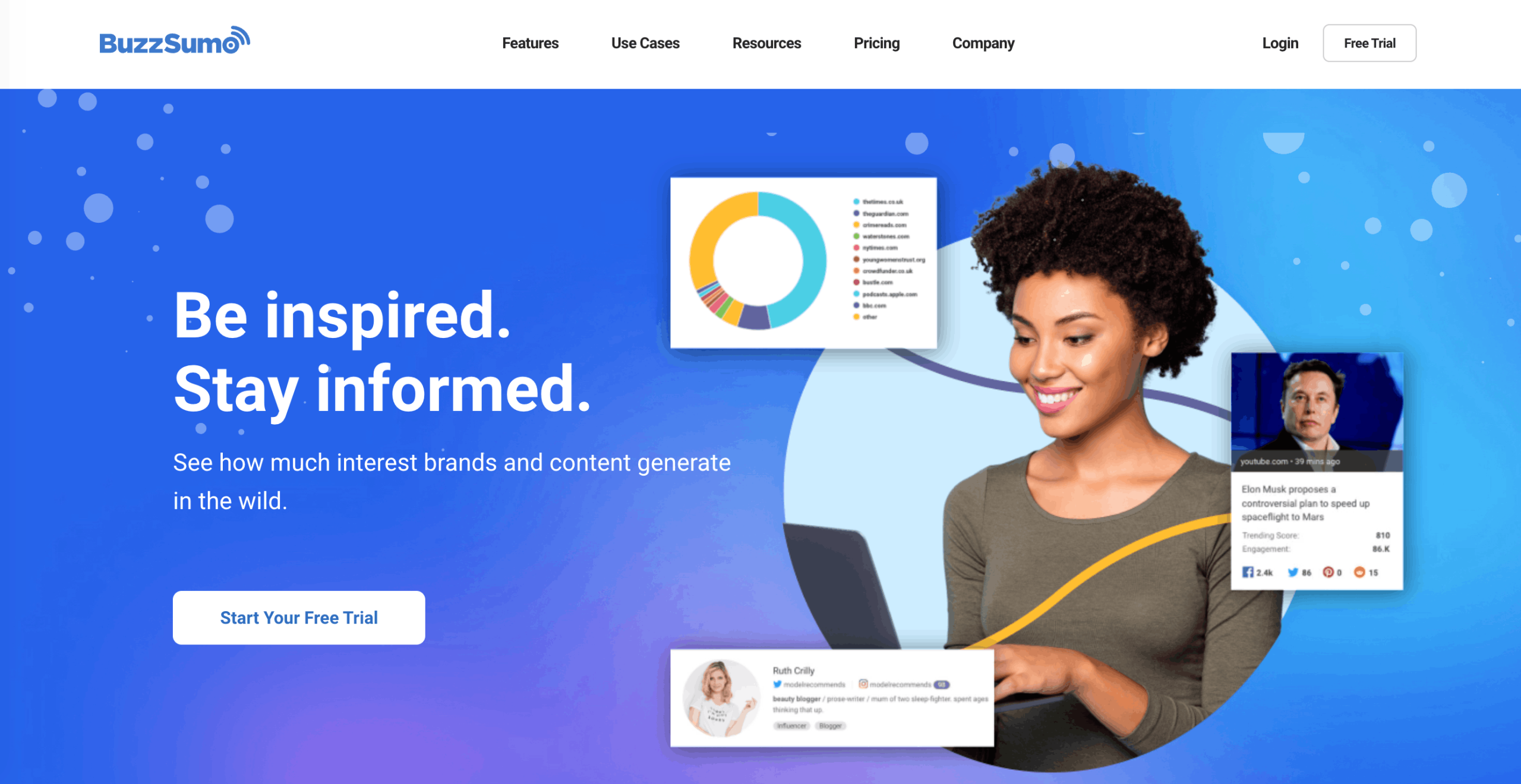 BuzzSumo Homepage Startseite von BuzzSumo