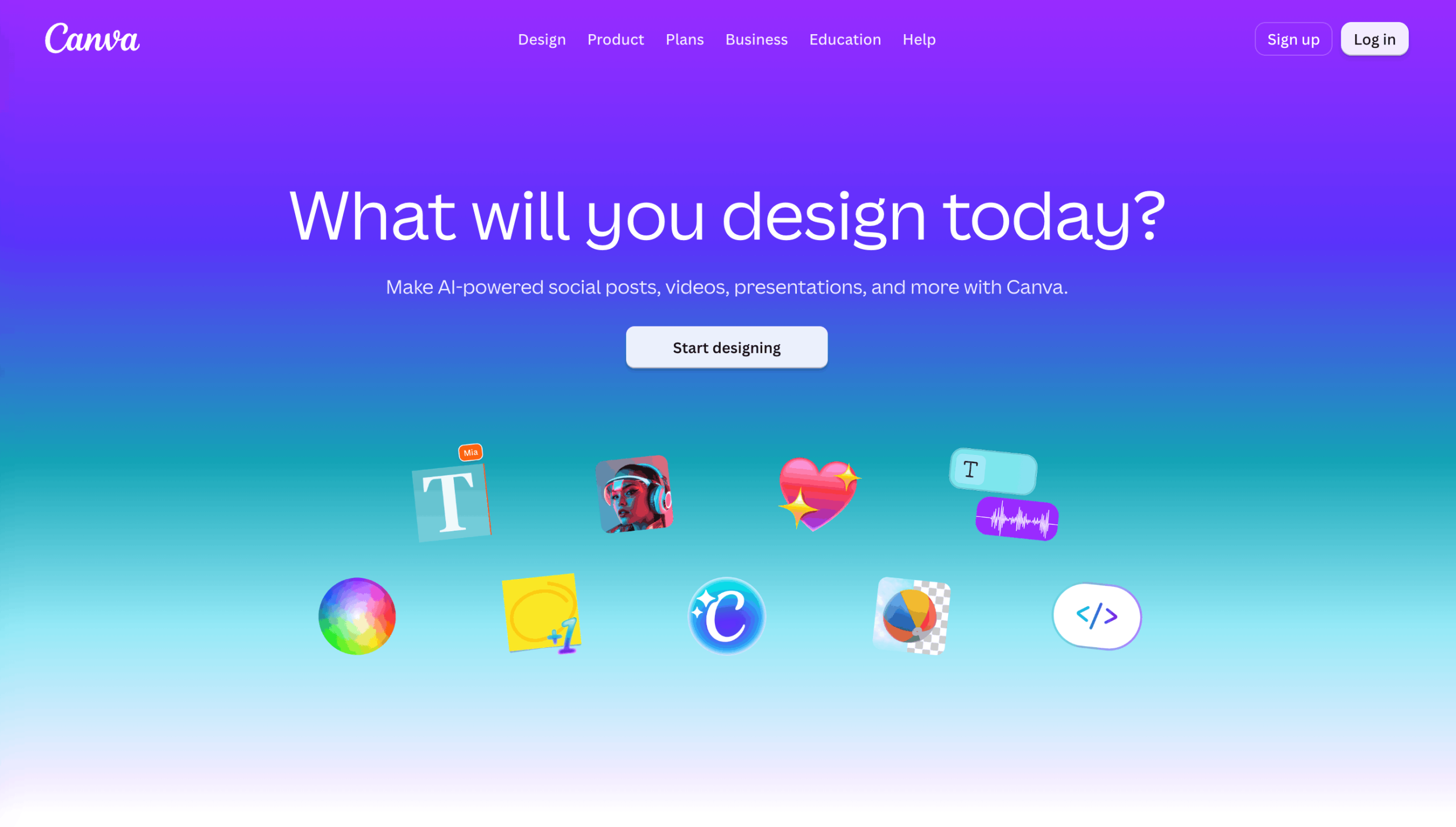Canva Homepage Startseite von Canva