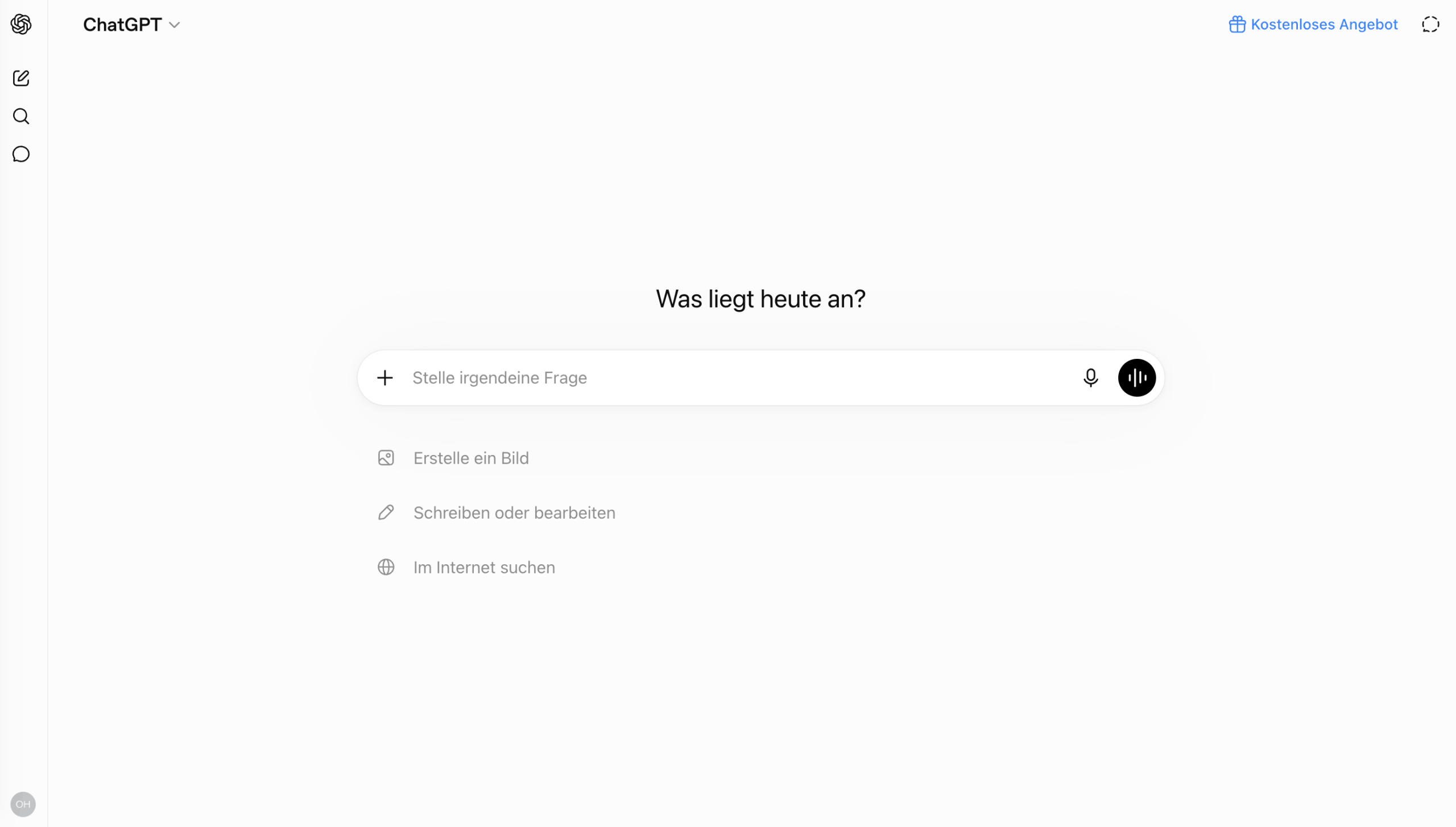 ChatGPT Hauptoberfläche ChatGPT Startseite