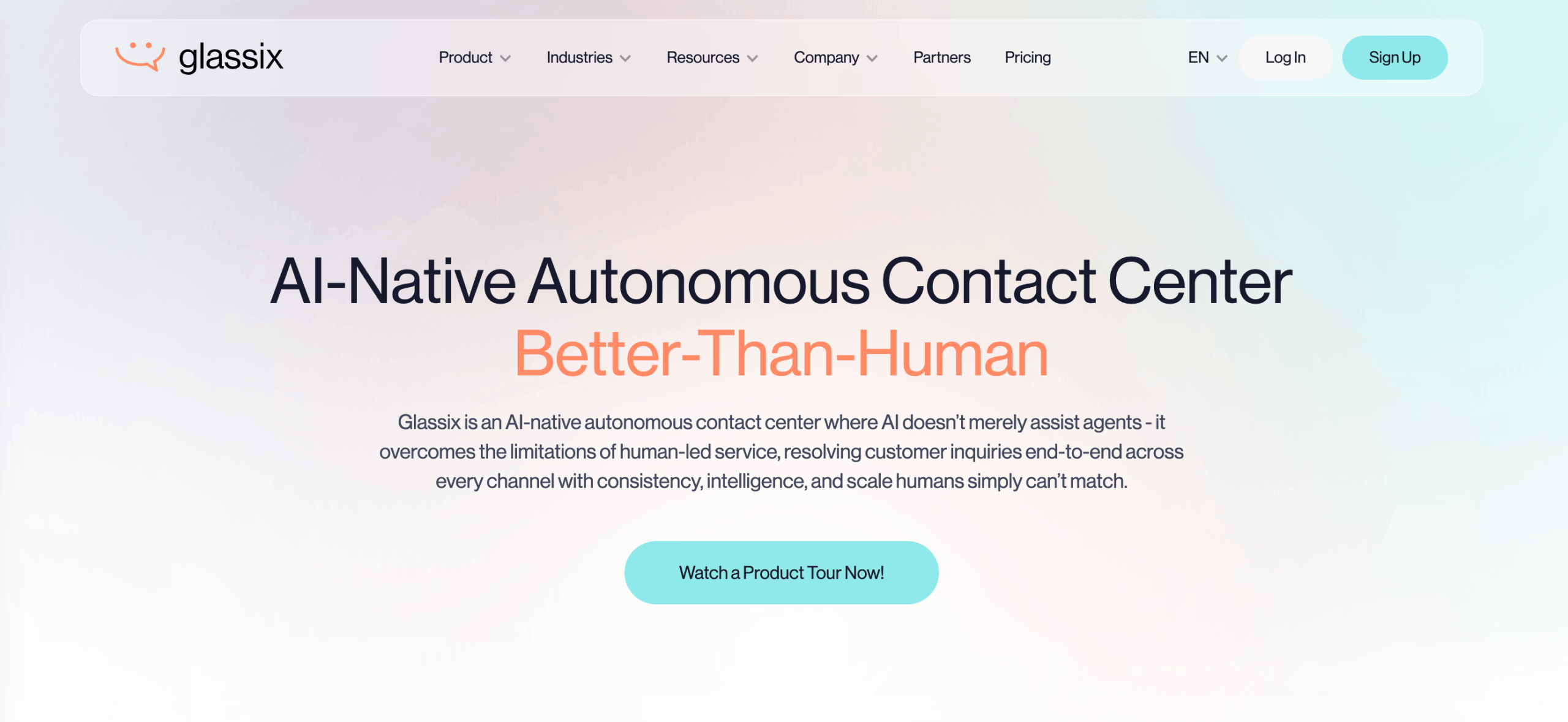 Chatbot-Seite von Glassix Übersicht des Chatbots von Glassix