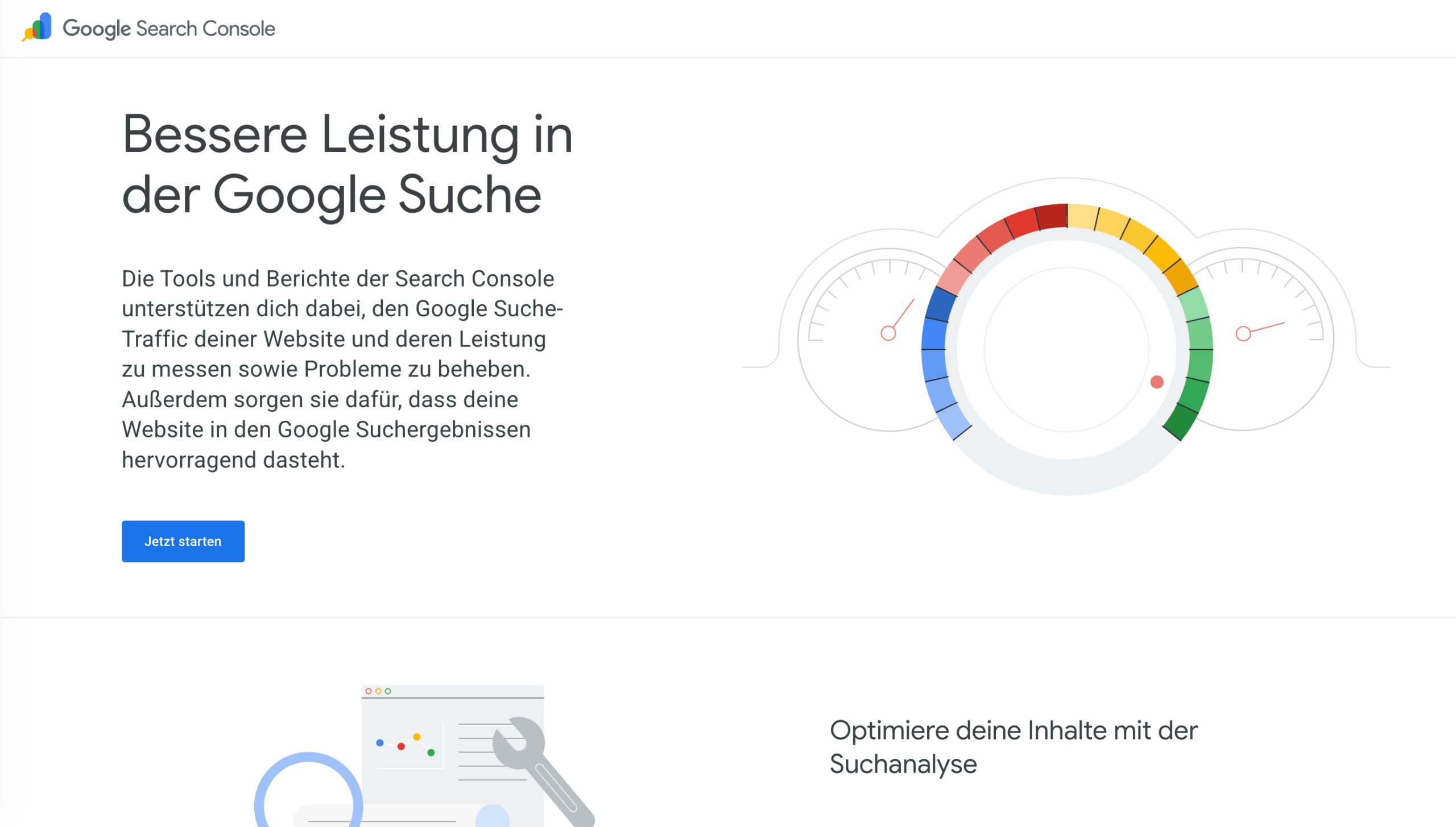 Google Search Console Homepage Startseite von Google Search Console