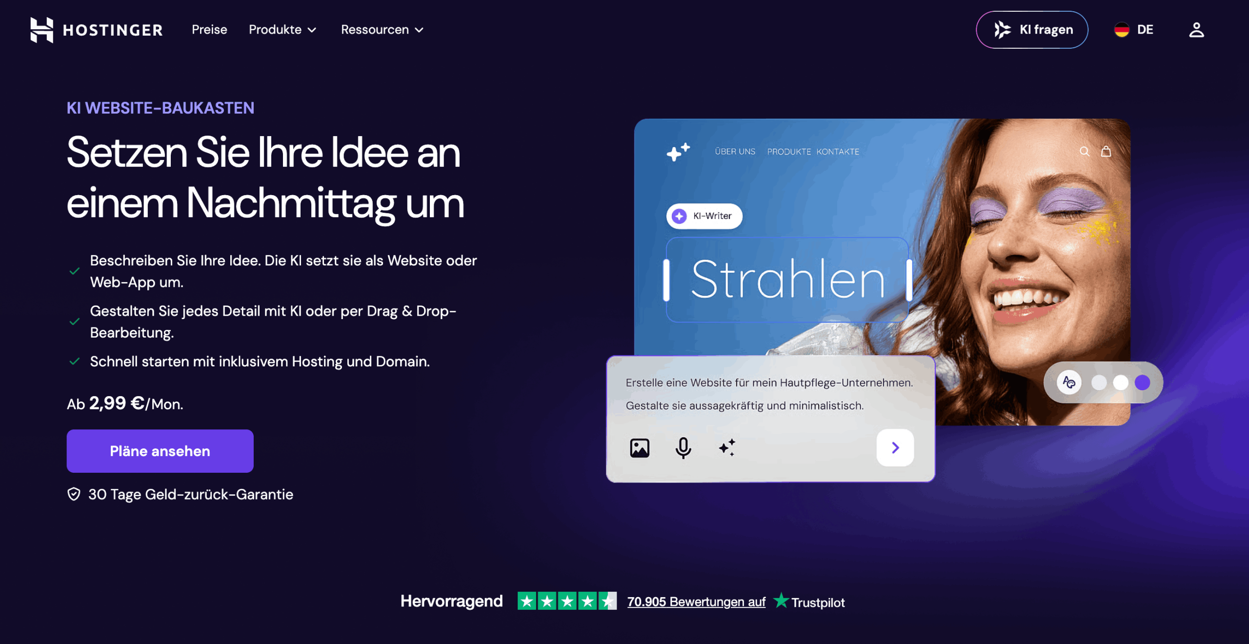 Hostinger AI Homepage Hostinger AI