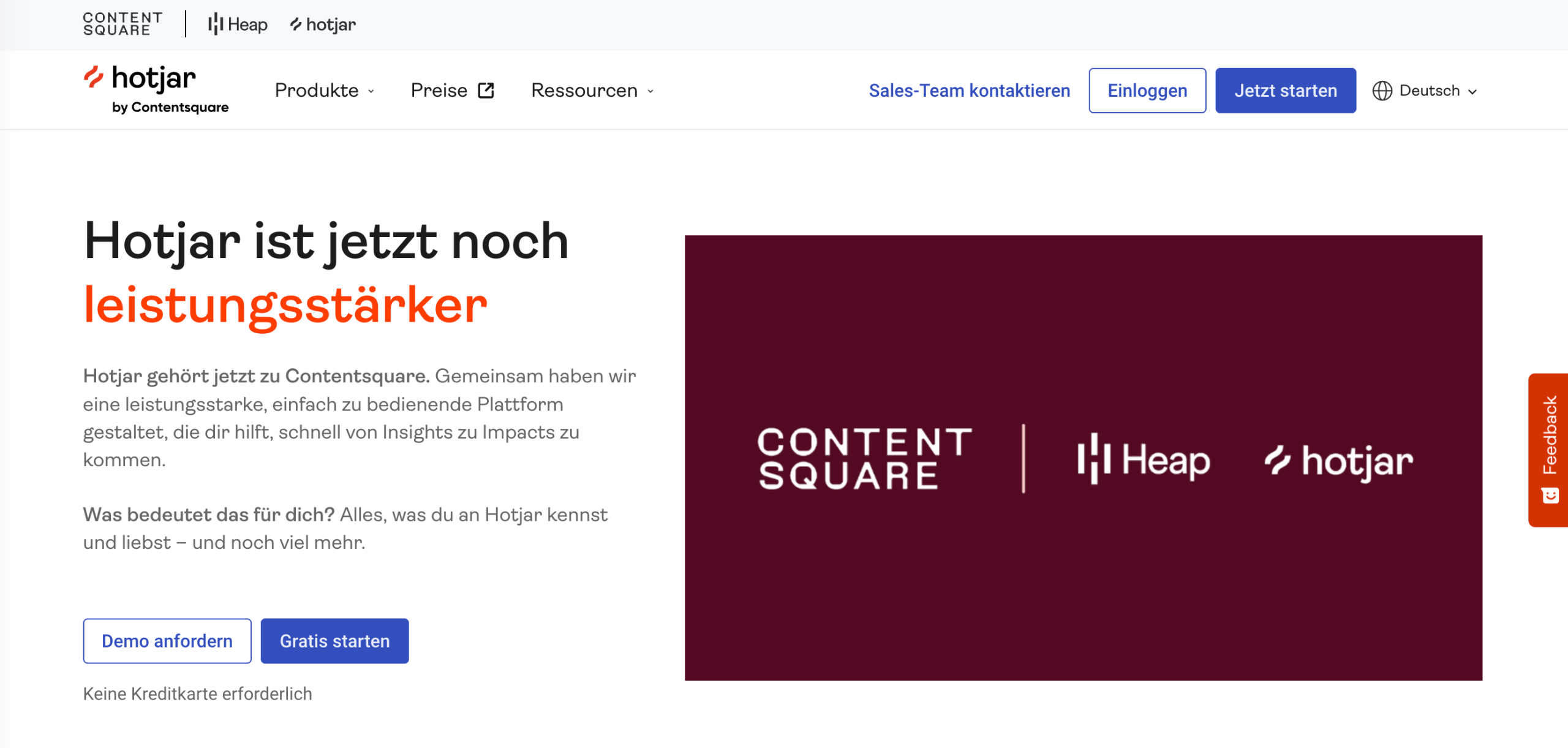 Hotjar Homepage Startseite von Hotjar