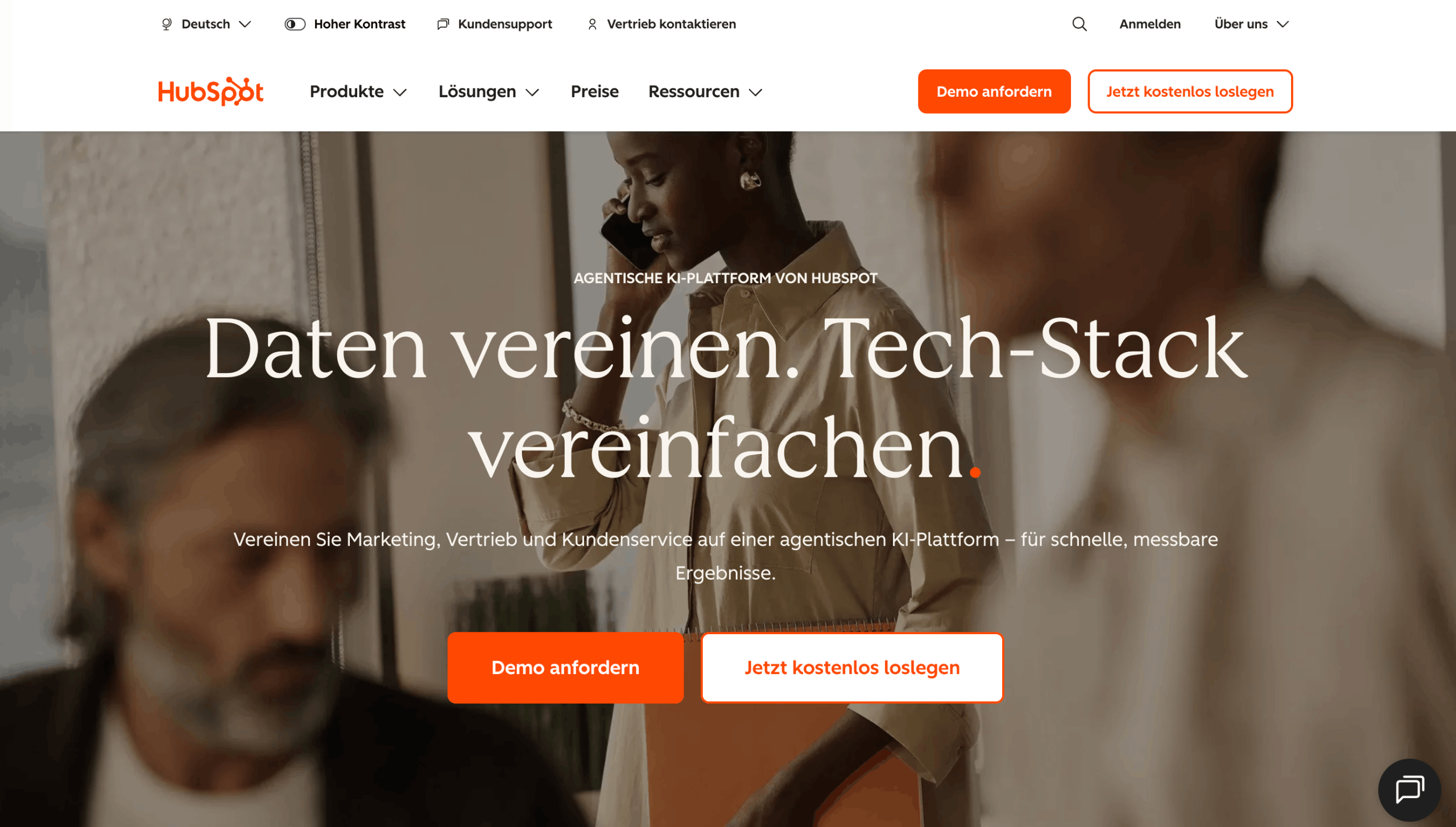 HubSpot Homepage Startseite von HubSpot