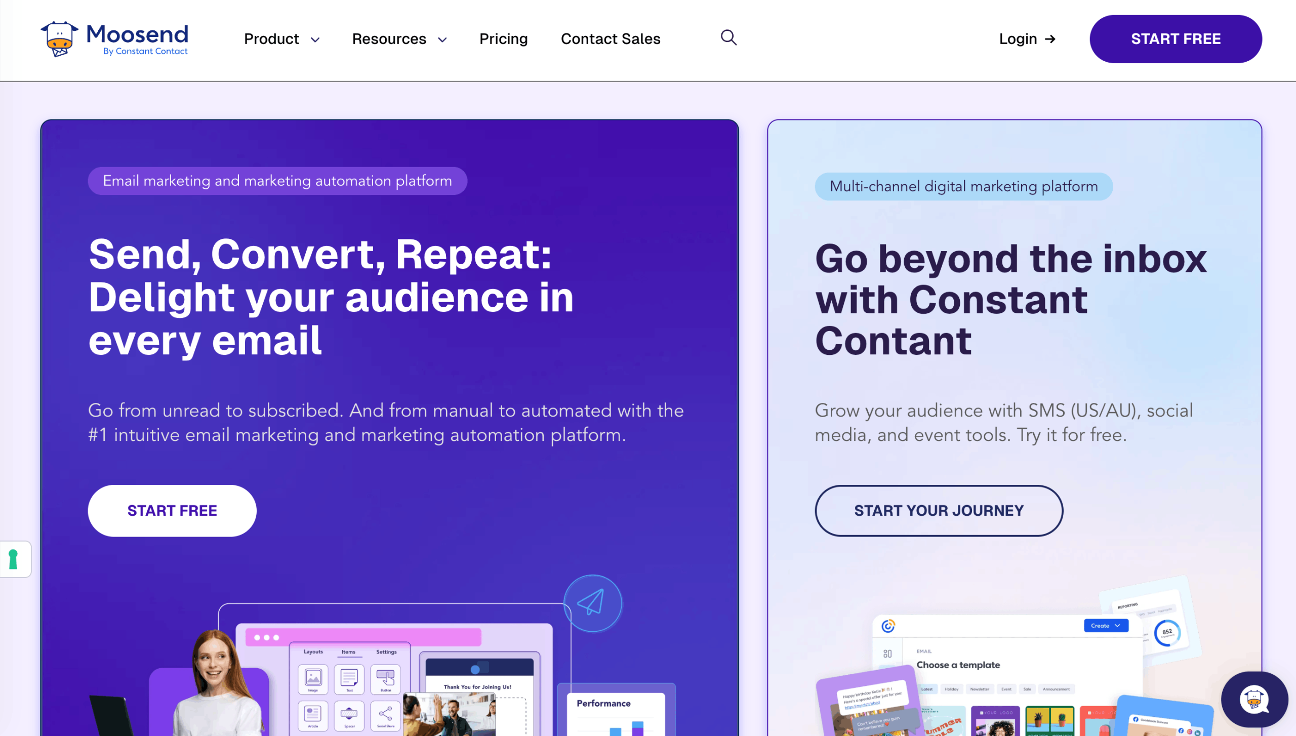 Moosend Homepage Startseite von Moosend