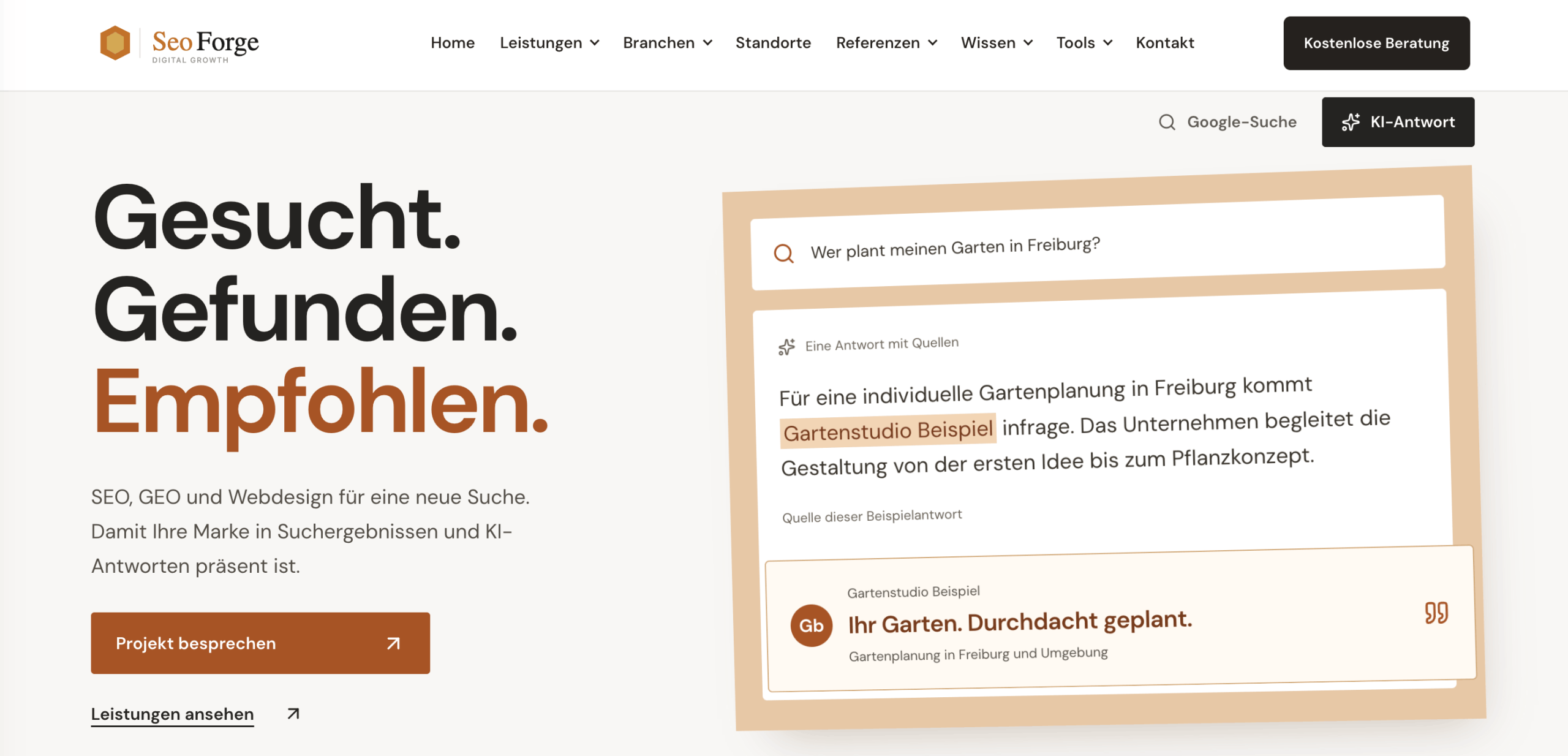 SeoForge Screenshot der SeoForge Startseite