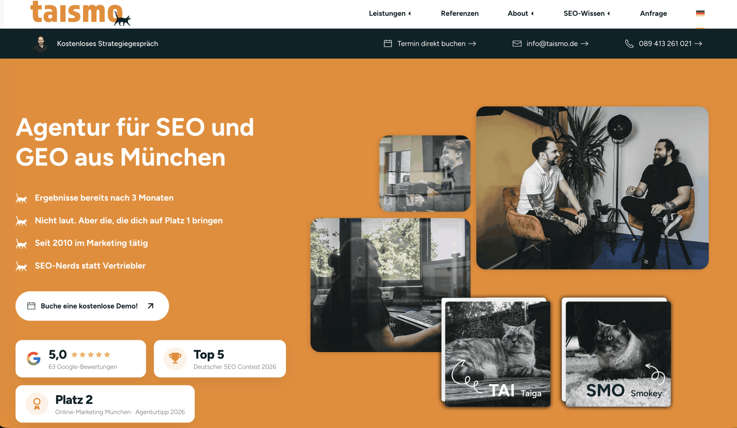 taismo Startseite Startseite der SEO- und GEO-Agentur taismo aus München
