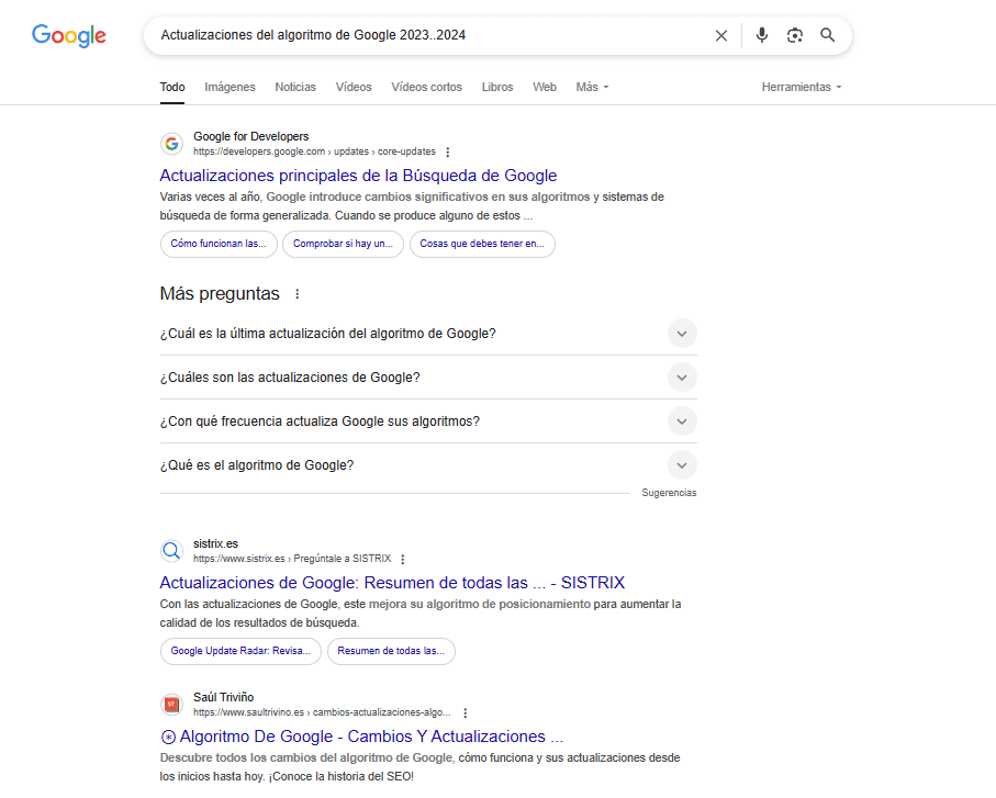 Actualizaciones del algoritmo de Google 2023..2024