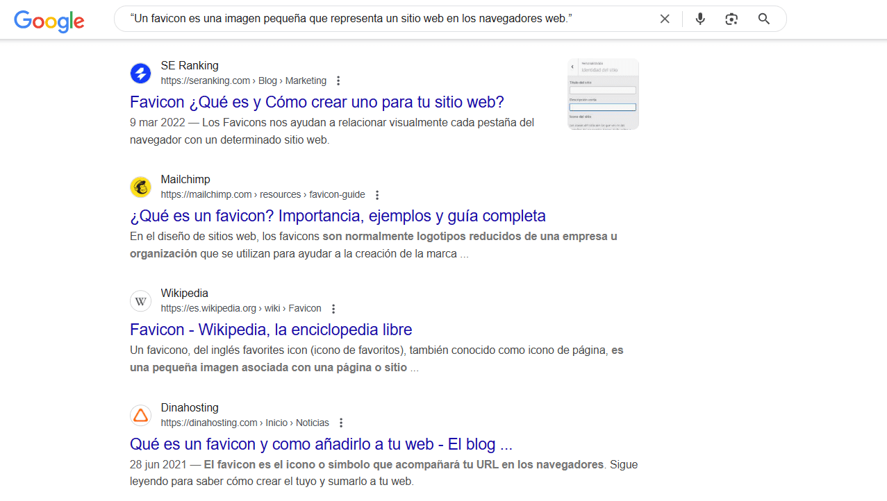 “Un favicon es una imagen pequeña que representa un sitio web en los navegadores web”