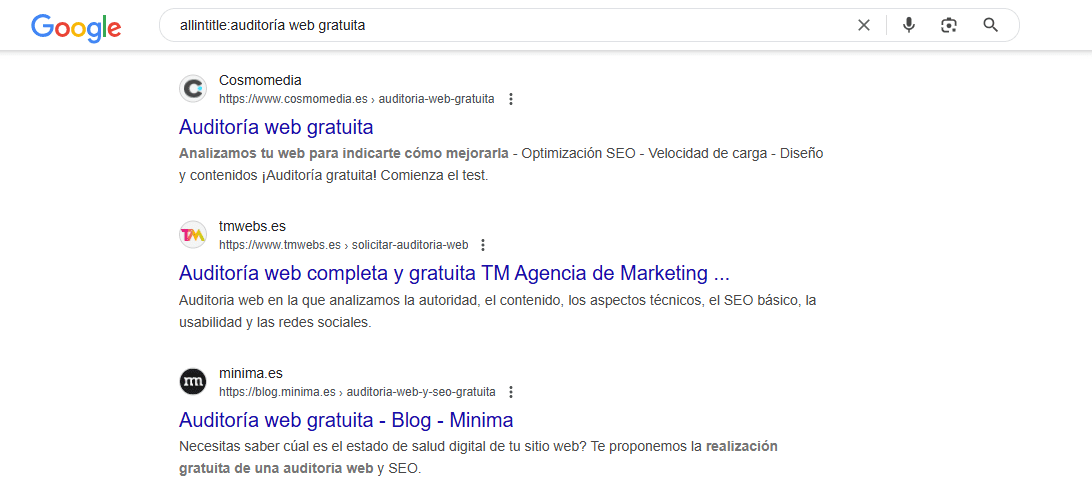 allintitle:auditoría web gratuita