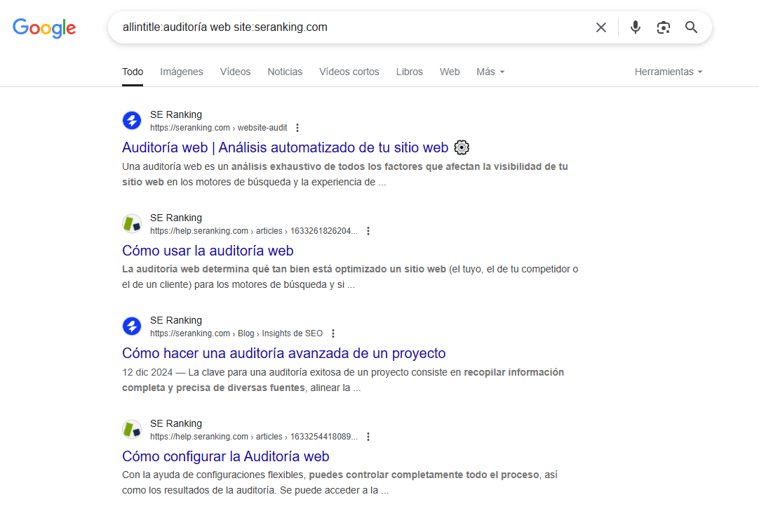 allintitle:auditoría web site:seranking.com