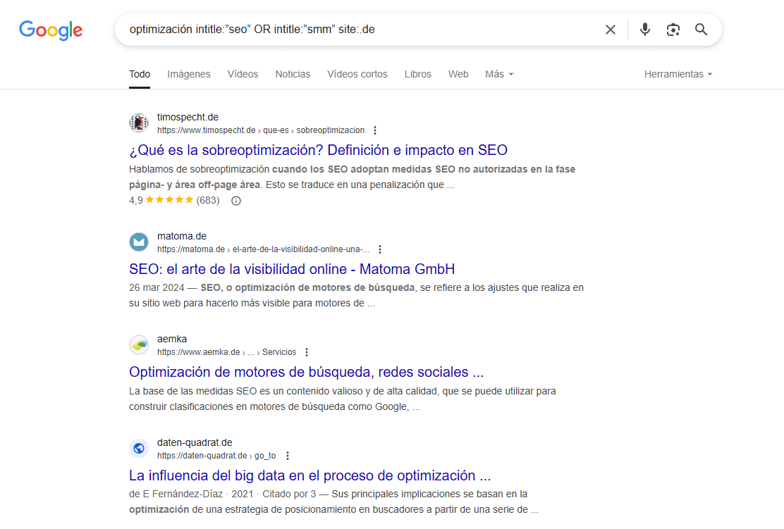 optimización intitle:”seo” OR intitle:”smm” site:.de