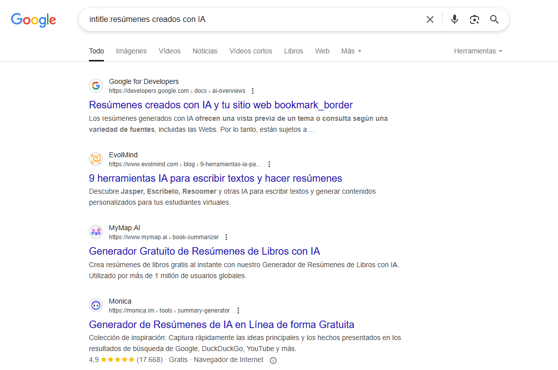 intitle:resúmenes creados con IA