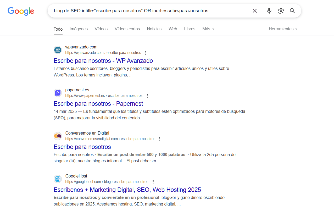 blog de SEO intitle:“escribe para nosotros” OR inurl:escribe-para-nosotros