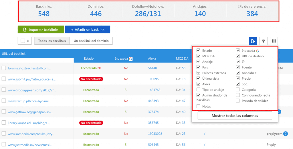 Cómo comprobar enlaces en SE Ranking