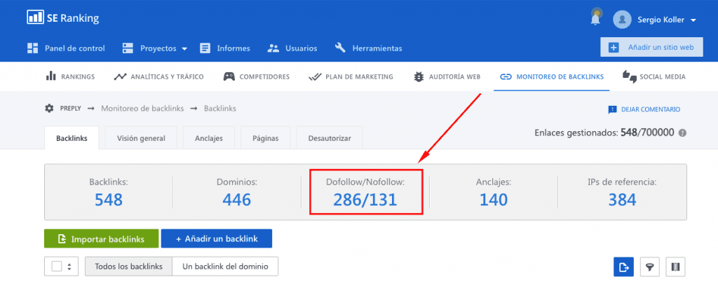 Cómo comprobar la proporción de los enlaces dofolow y nofollow