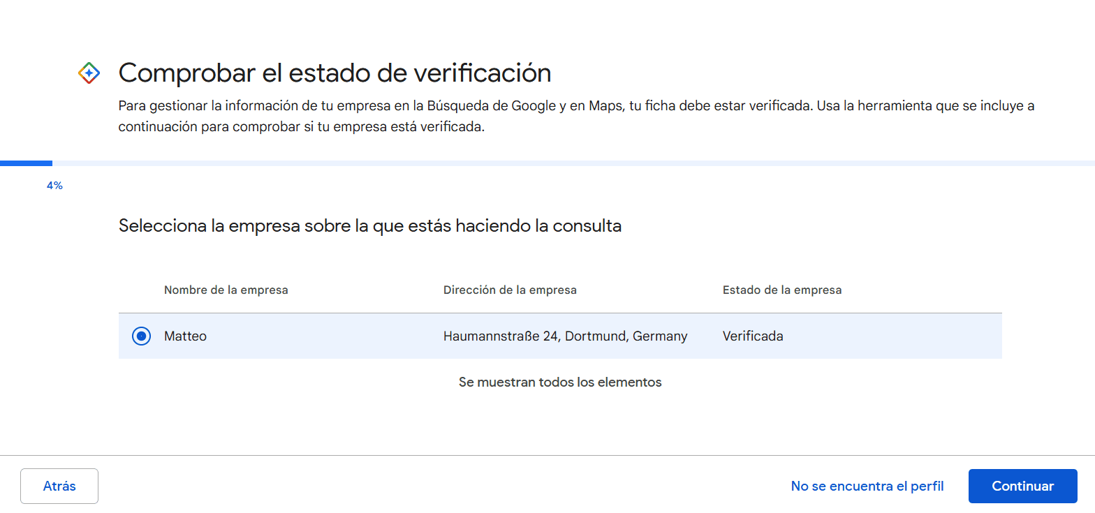 Verificación del estado de la verificación