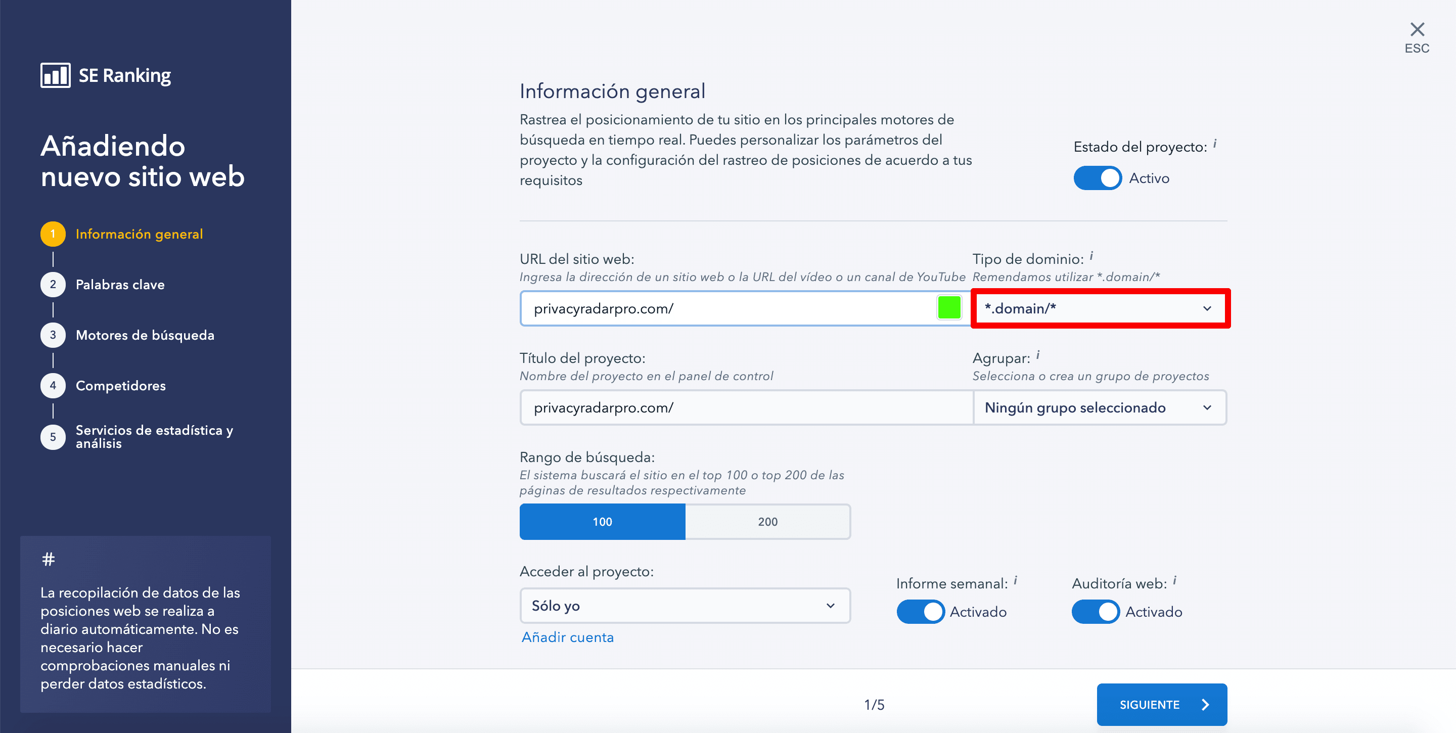 Rastrear subdominios junto con el dominio principal