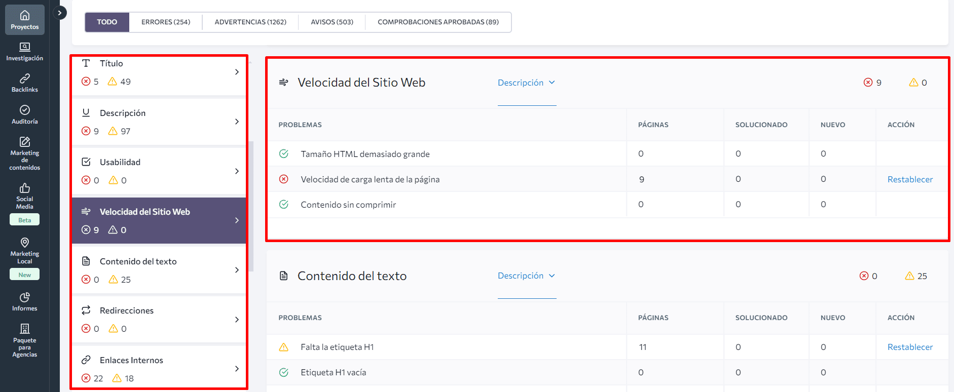 Informe de auditoría del sitio web