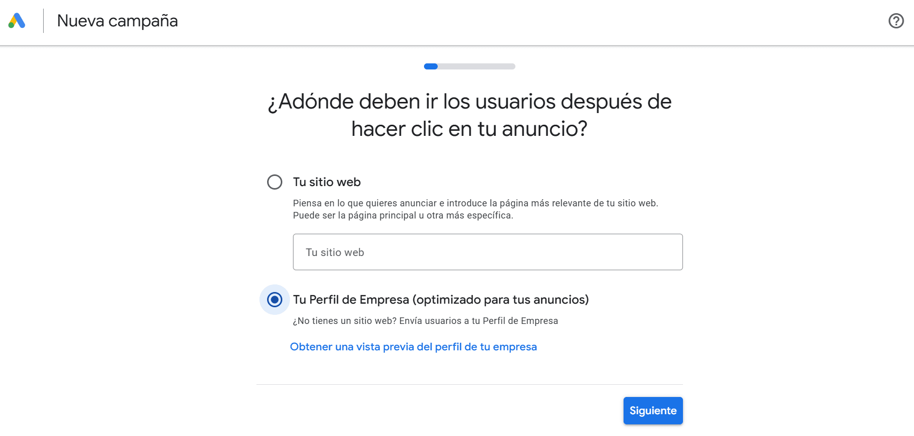 Añadir perfil de empresa a Google Ads