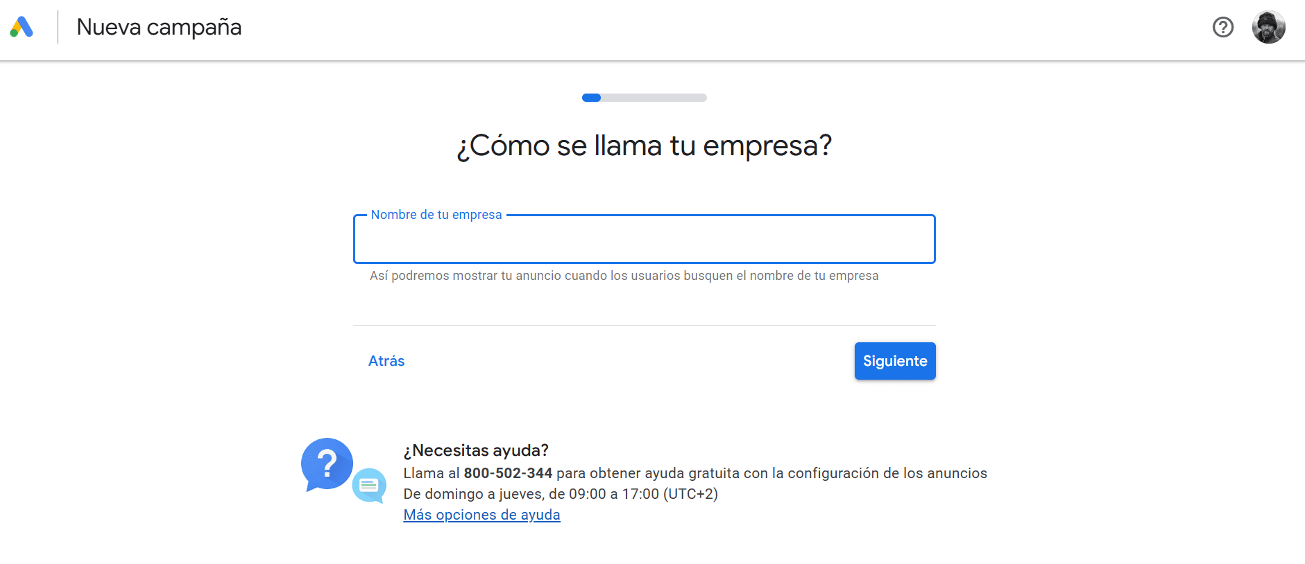 Cuenta nueva de Google Ads