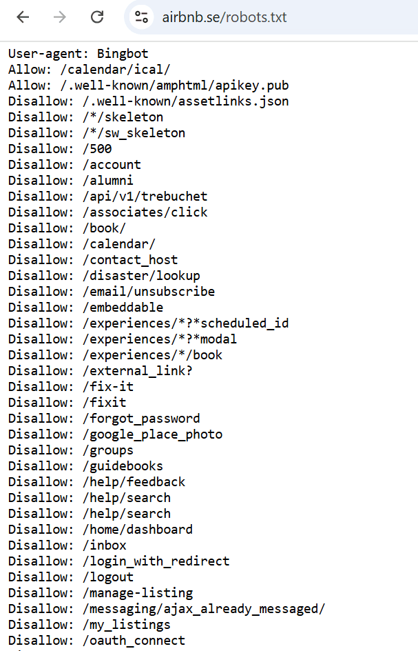 Airbnb robots.txt