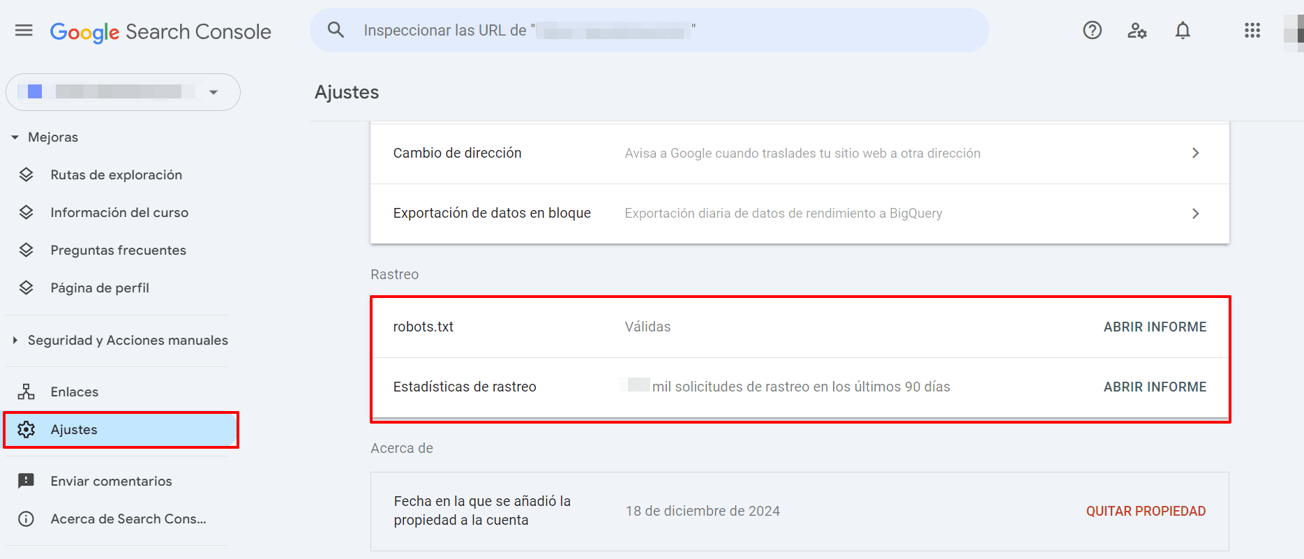 Informe del robots.txt en la Google Search Console