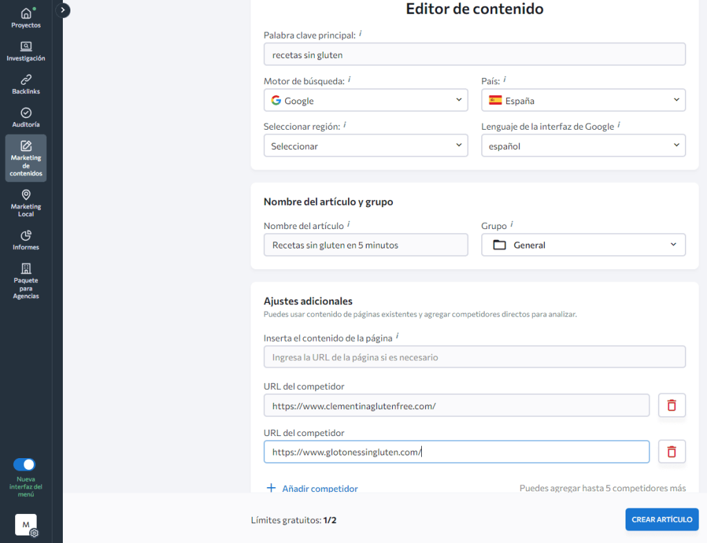 Editor de contenido