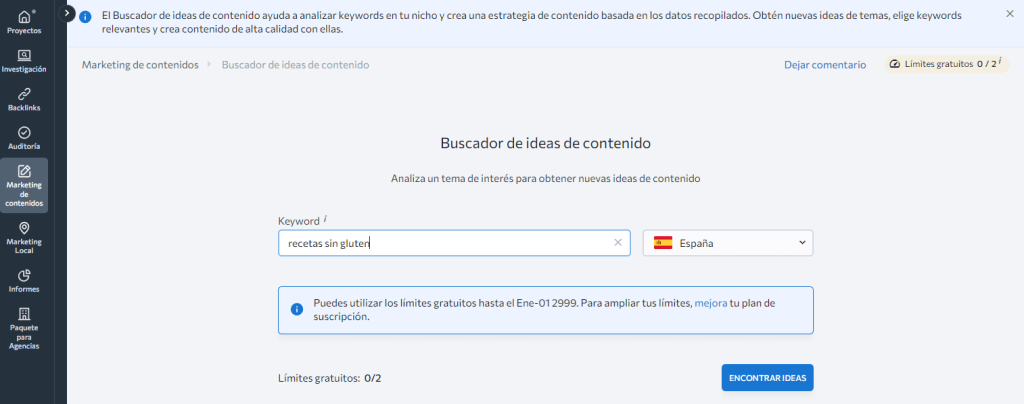 Buscador de ideas de contenido