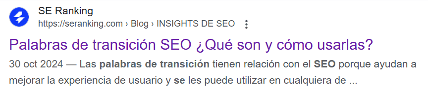 Ejemplo de title SEO en las SERP