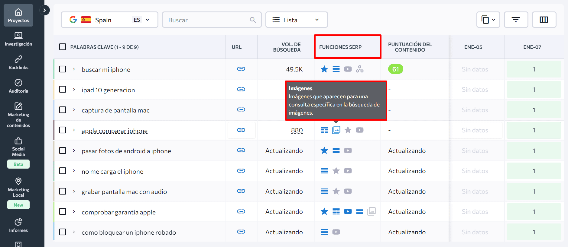 Seguimiento de la búsqueda de imágenes con SE Ranking