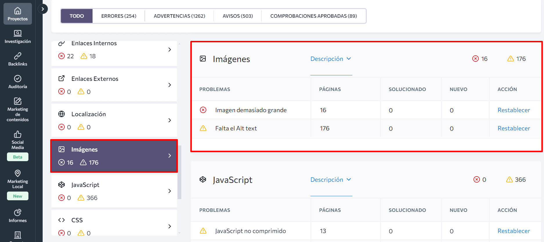 Auditoría de SEO de imágenes