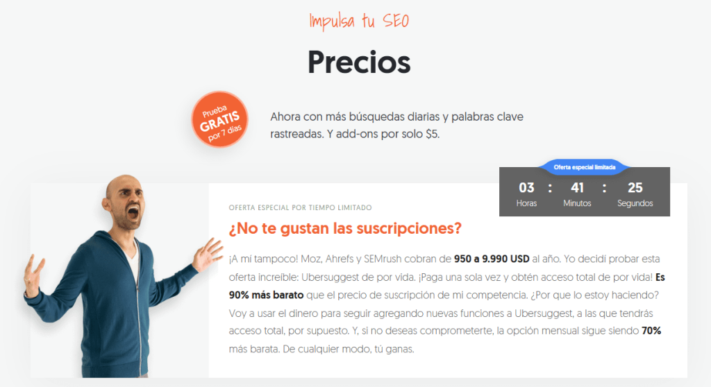 Precios Ubbersuggest