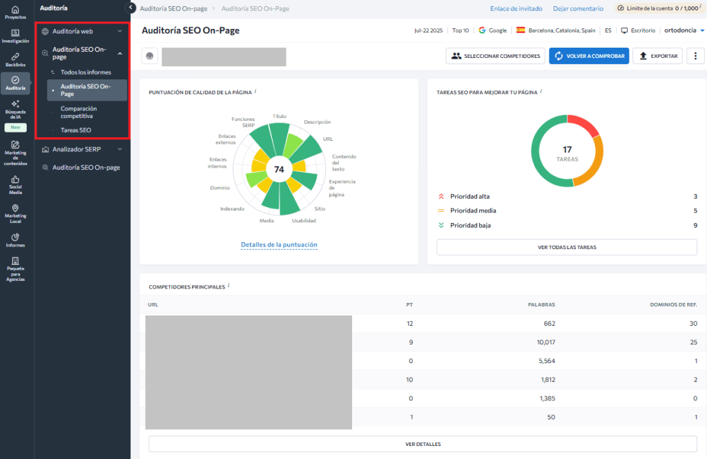 Auditoría SEO On Page de la Competencia