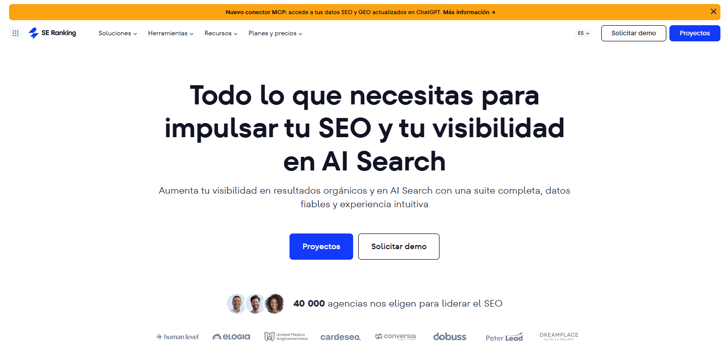 Mejores herramientas SEO para agencias en 2026: SE Ranking